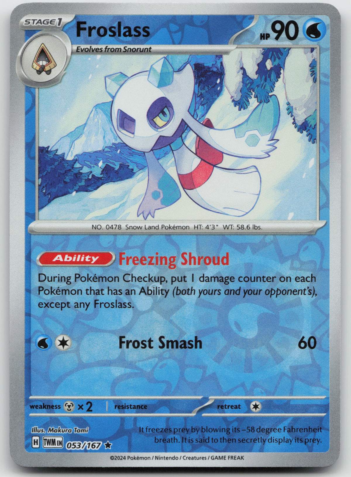 Froslass Rare Reverse Holo SV06: Twilight Masquerade 053/167 NM