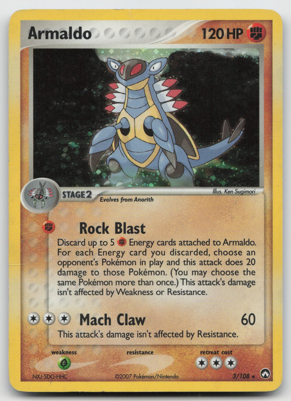 Armaldo Holo Rare EX Power Keepers 3/108 DMG
