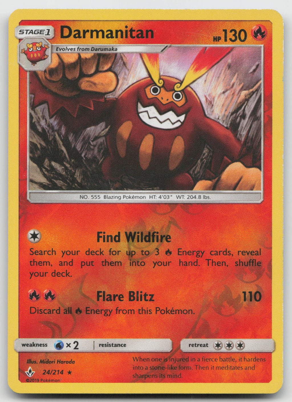 Darmanitan Reverse Holo Rare SM - Unbroken Bonds 24/214 LP