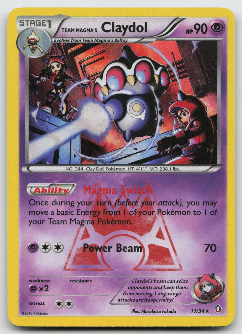 Team Magma's Claydol Holo Rare Double Crisis 11/34 LP