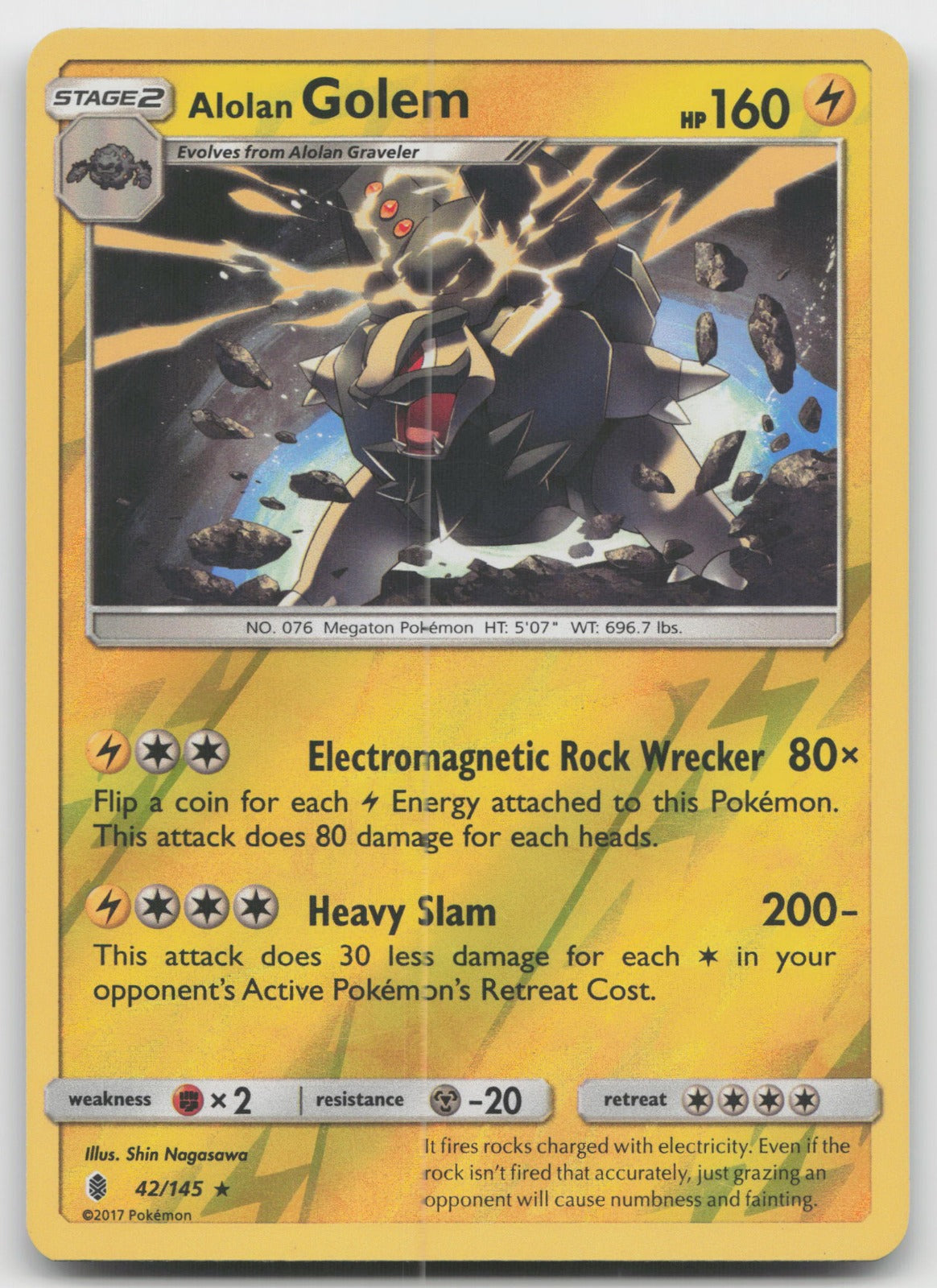 Alolan Golem Reverse Holo Rare SM - Guardians Rising 42/145 LP