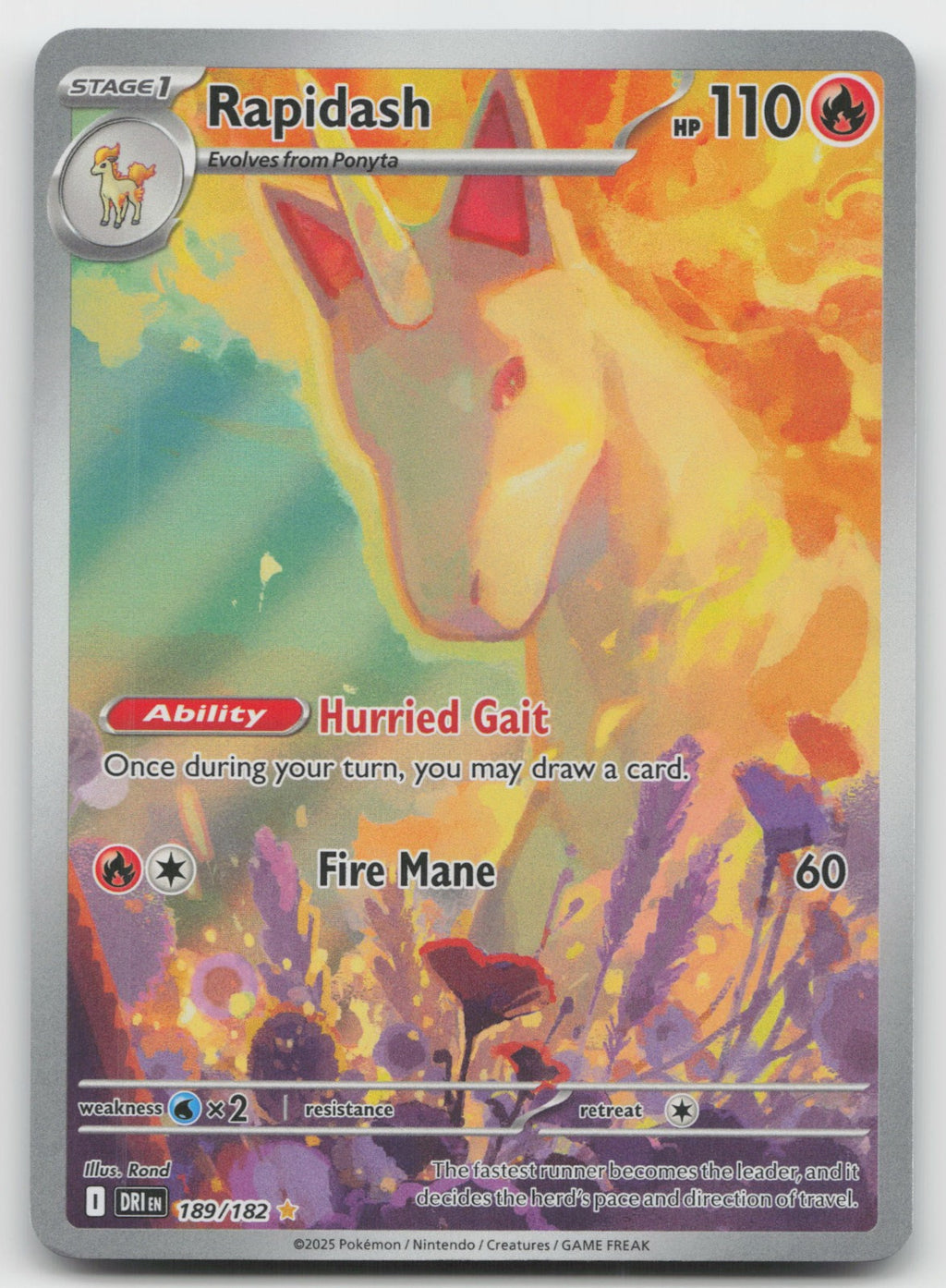 Rapidash Holo Illustration Rare SV10: Destined Rivals 189/182 NM