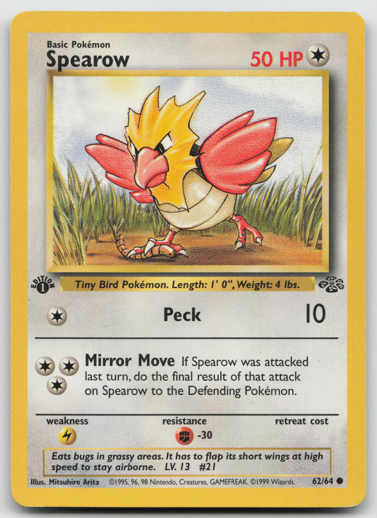 Spearow Common 1st Edition Jungle 62/64 LP