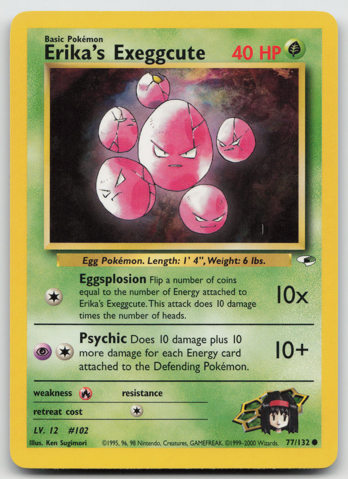 Erika's Exeggcute Common Unlimited Gym Heroes 77/132 LP