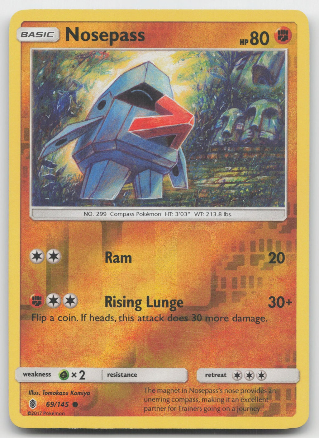 Nosepass Reverse Holo Common SM - Guardians Rising 69/145 LP