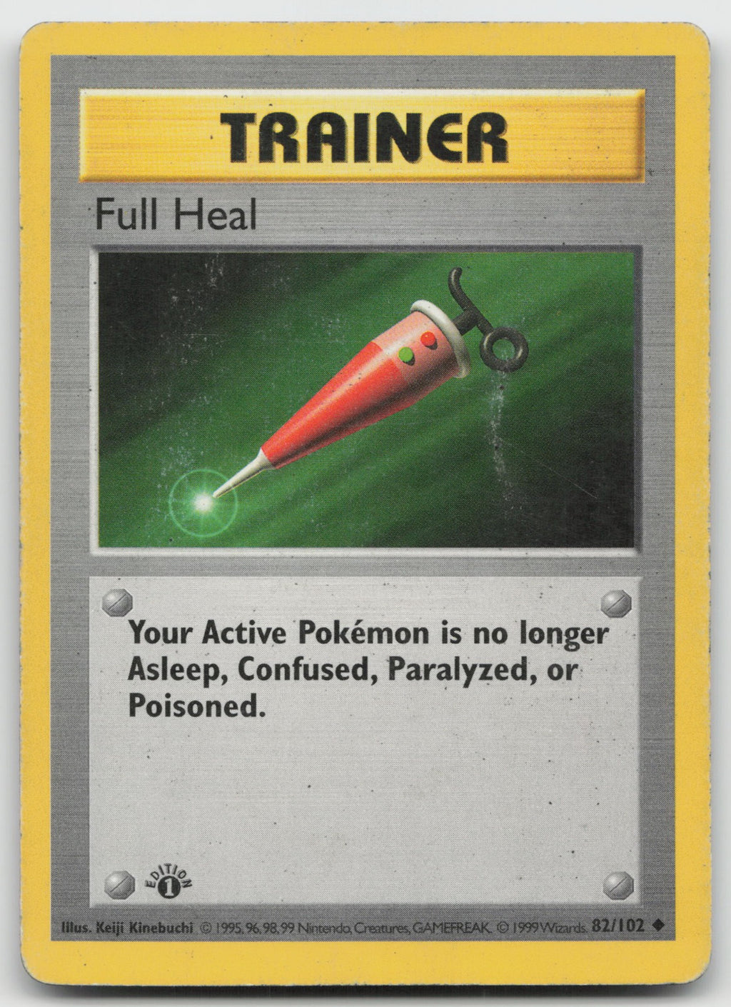 Full Heal 1st Edition Uncommon Base Set (Shadowless) 82/102 HP/DMG