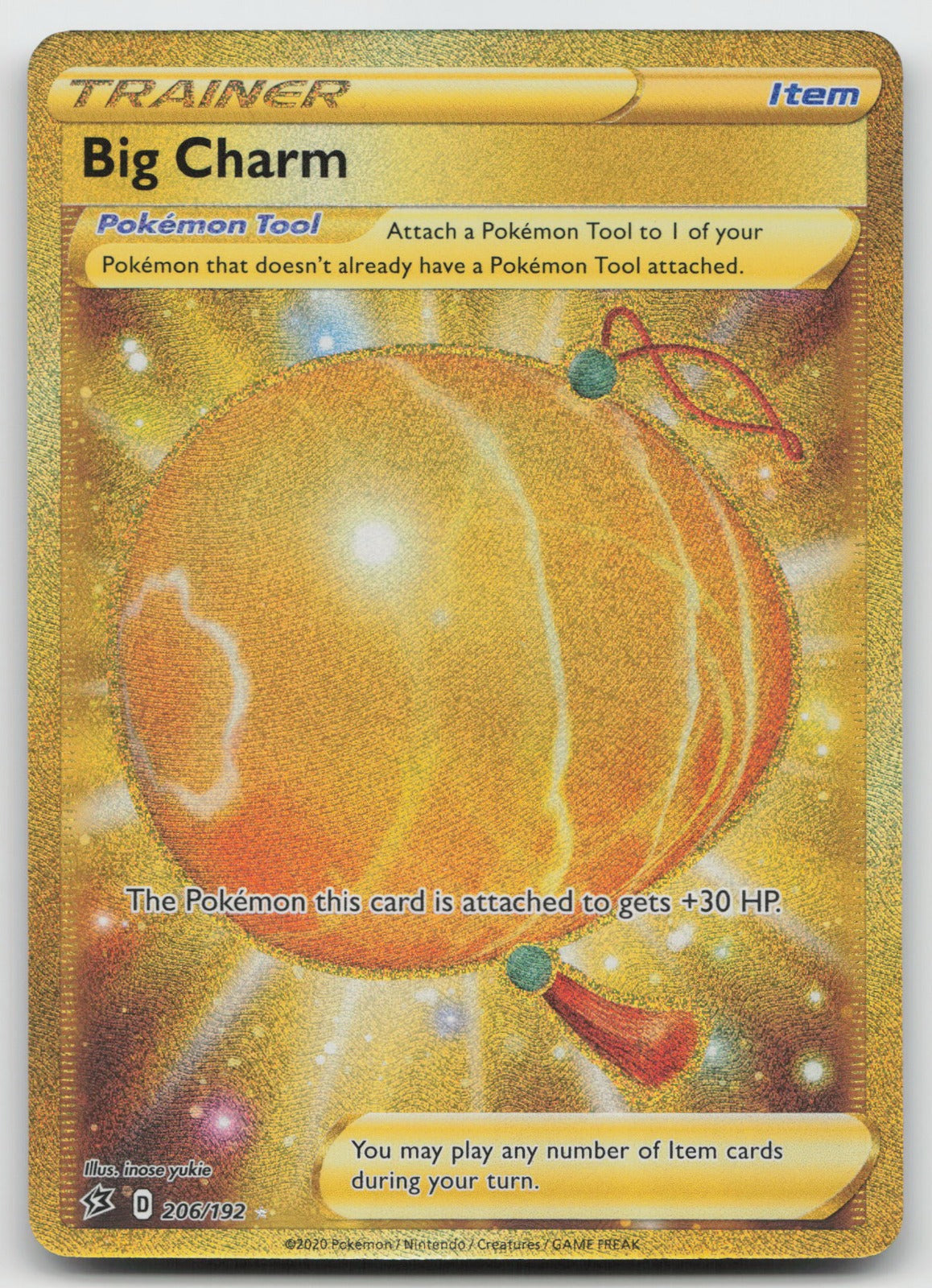 Big Charm (Secret) Gold Rare Holo SWSH02: Rebel Clash 206/192 NM