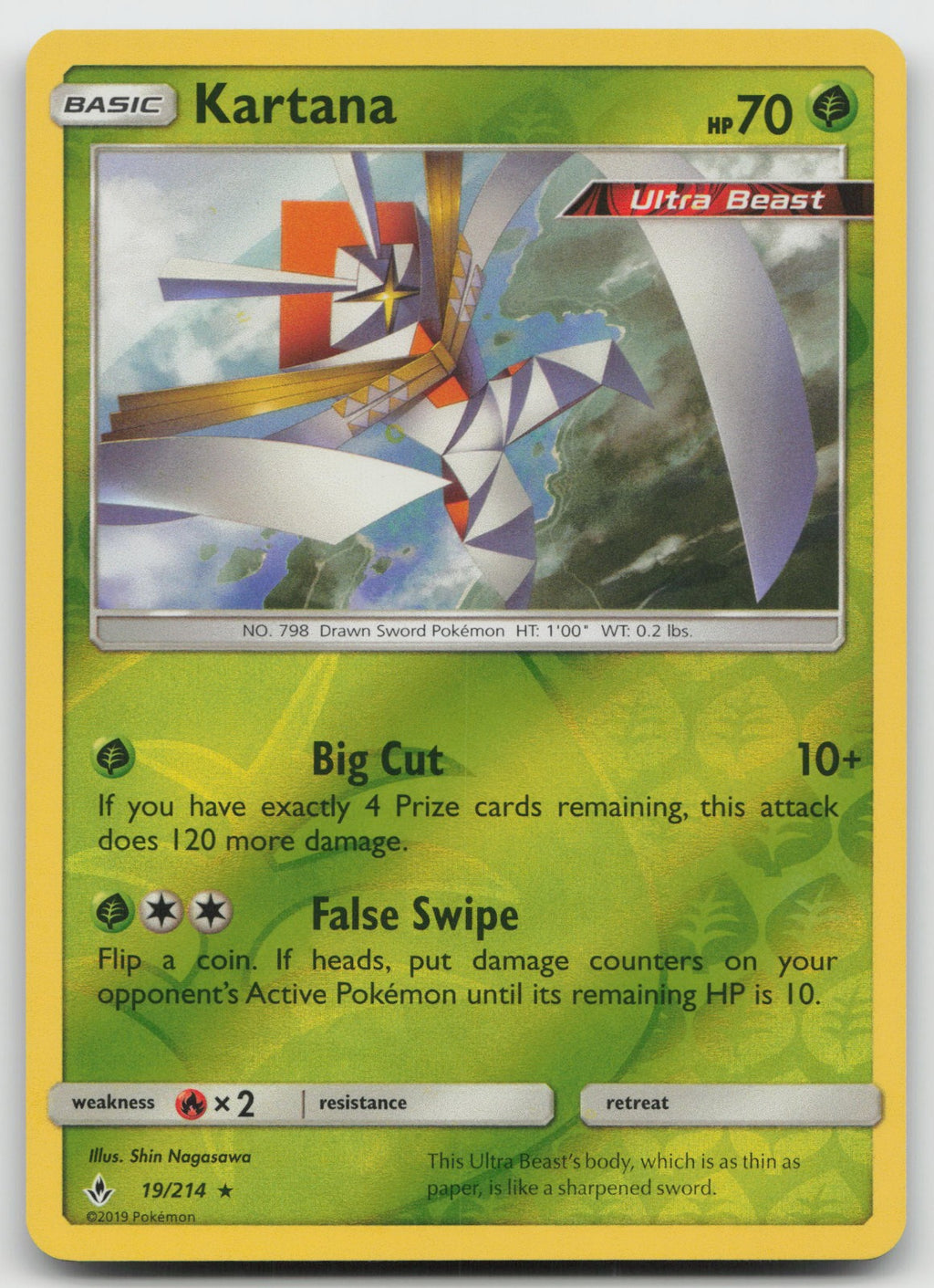 Kartana Reverse Holo Rare SM - Unbroken Bonds 19/214 NM