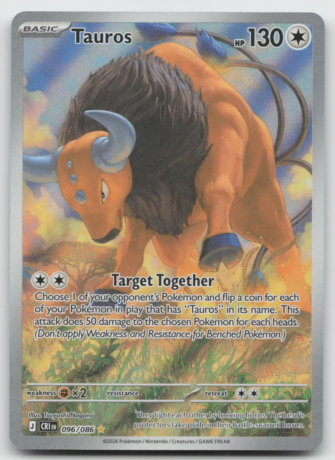 Tauros Illustration Rare Holo ME04: Chaos Rising 096/086 NM