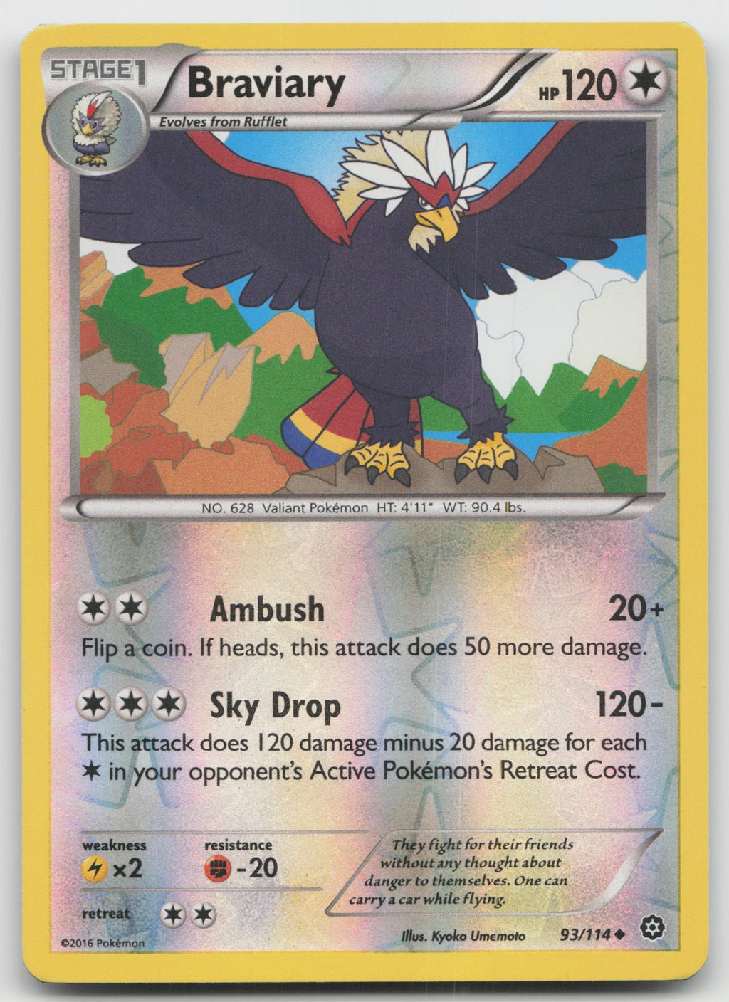 Braviary Uncommon Reverse Holo XY - Steam Siege 93/114 LP