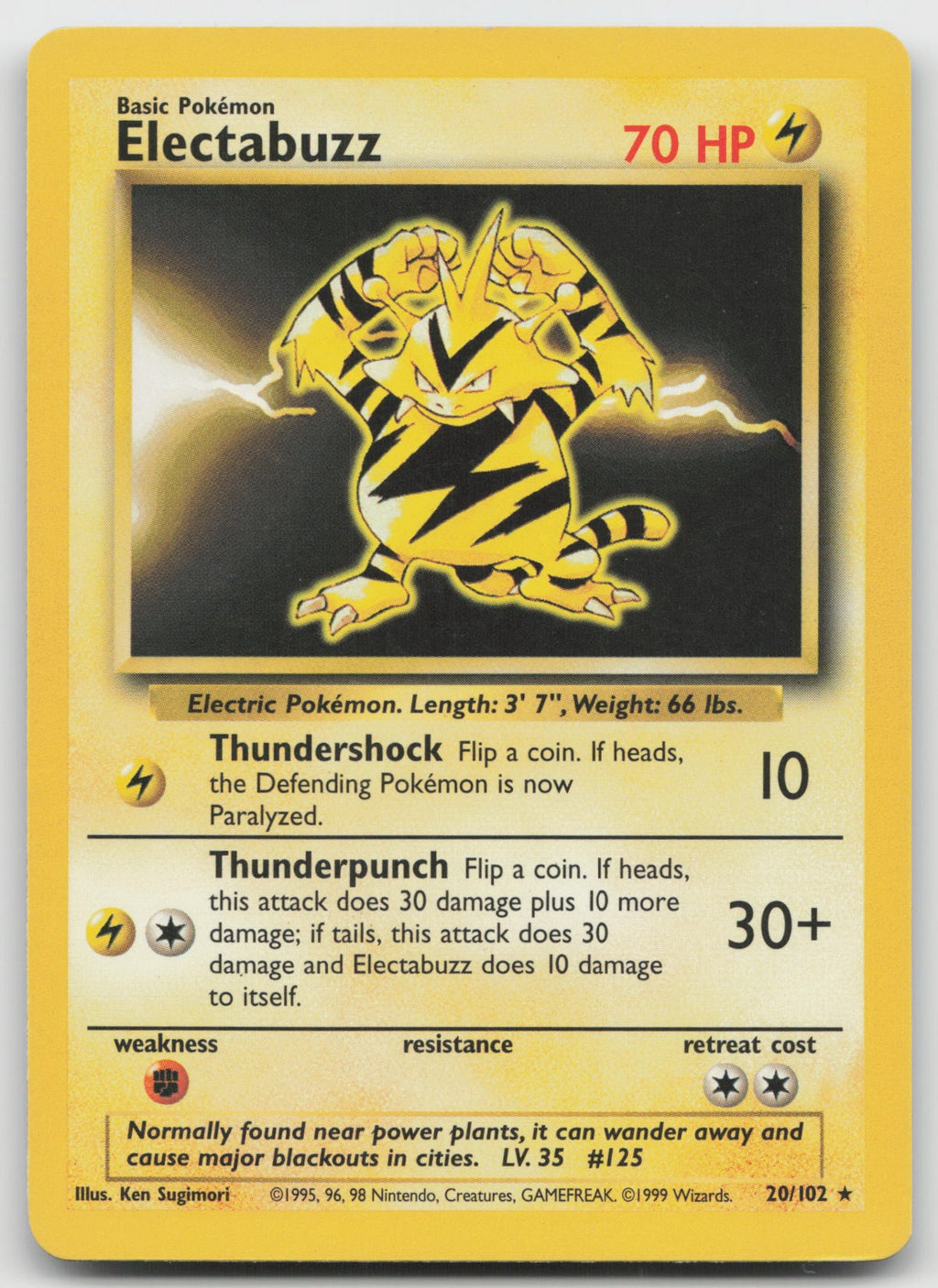 Electabuzz Rare Base Set 20/102 HP