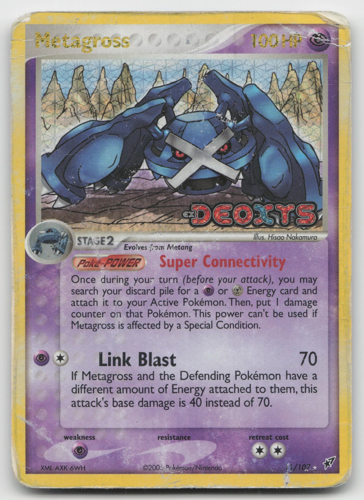 Metagross Rare Reverse Holo Deoxys 11/107 DAMAGED