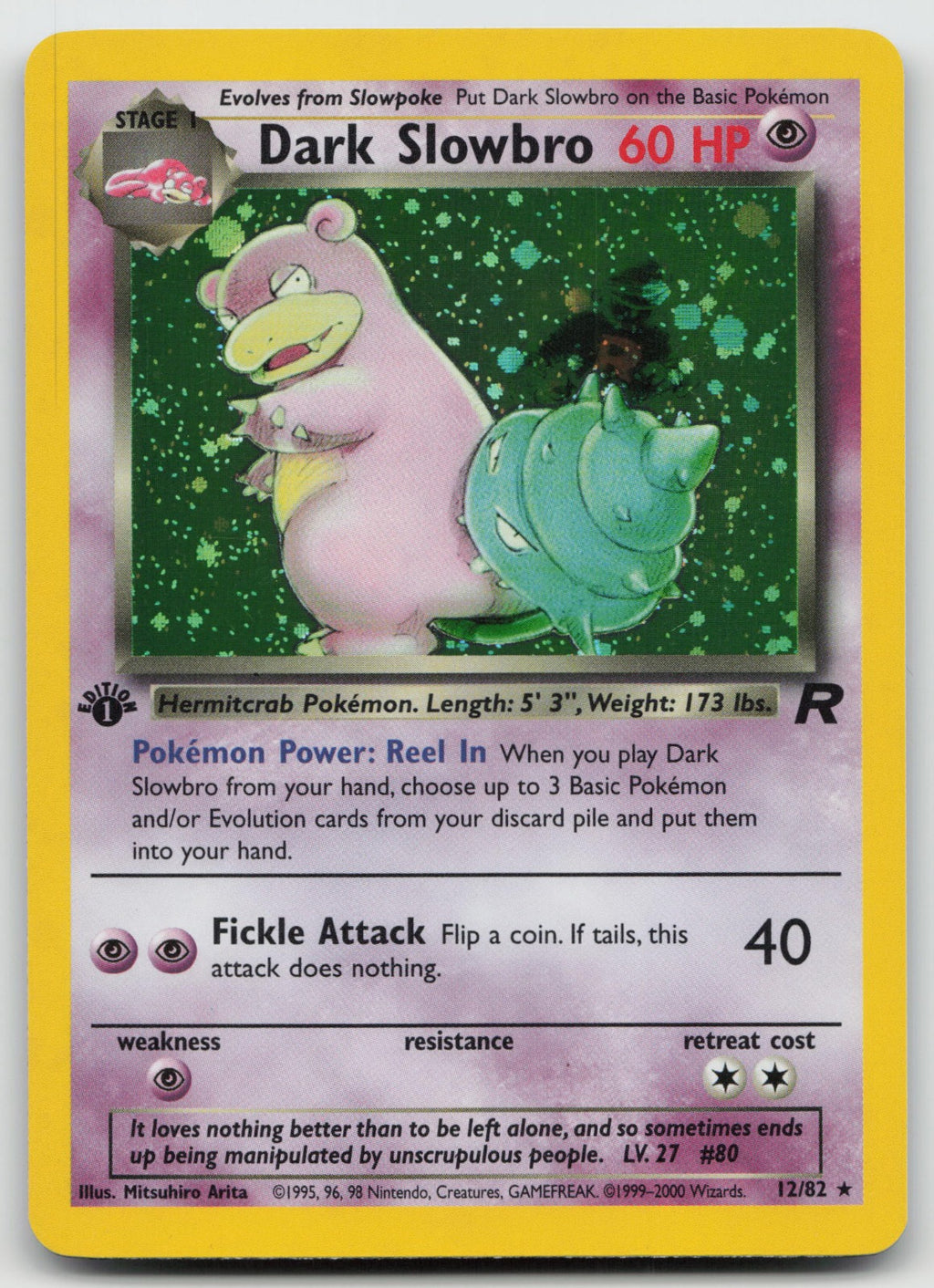 Dark Slowbro Holo Rare 1st Edition Team Rocket 12/82 VLP