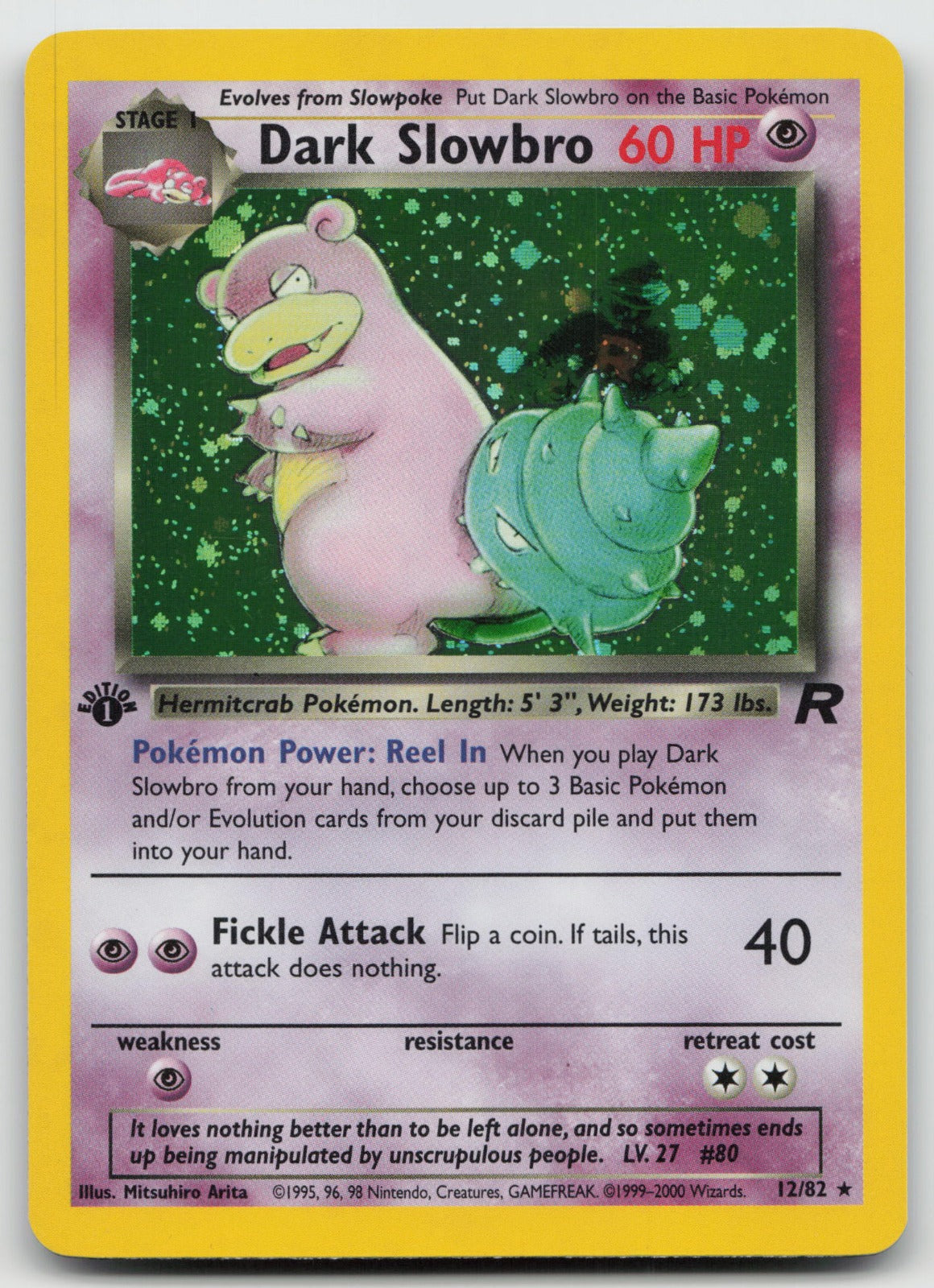 Dark Slowbro Holo Rare 1st Edition Team Rocket 12/82 VLP