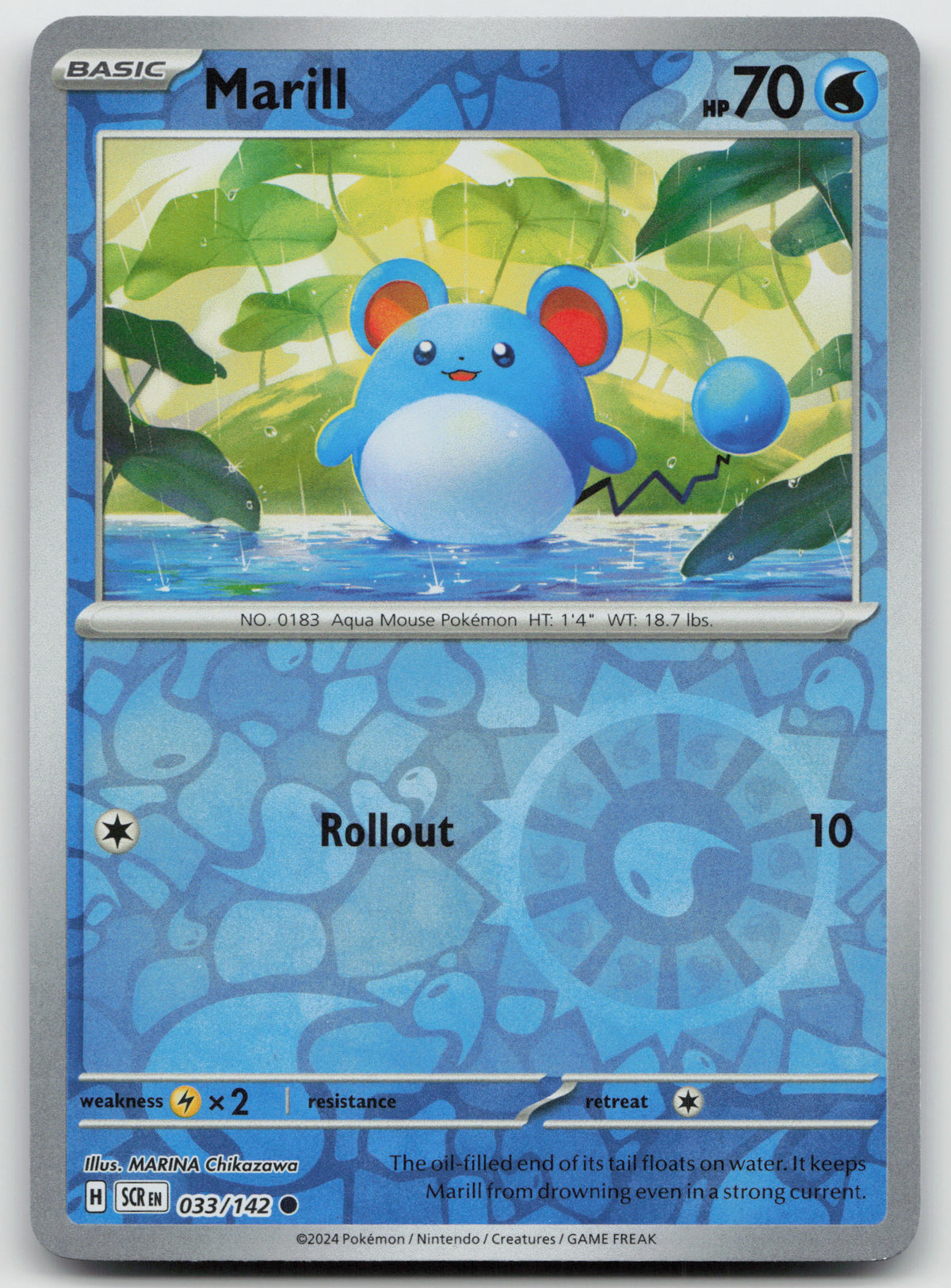 Marill Common Reverse Holo SV07: Stellar Crown 033/142 NM