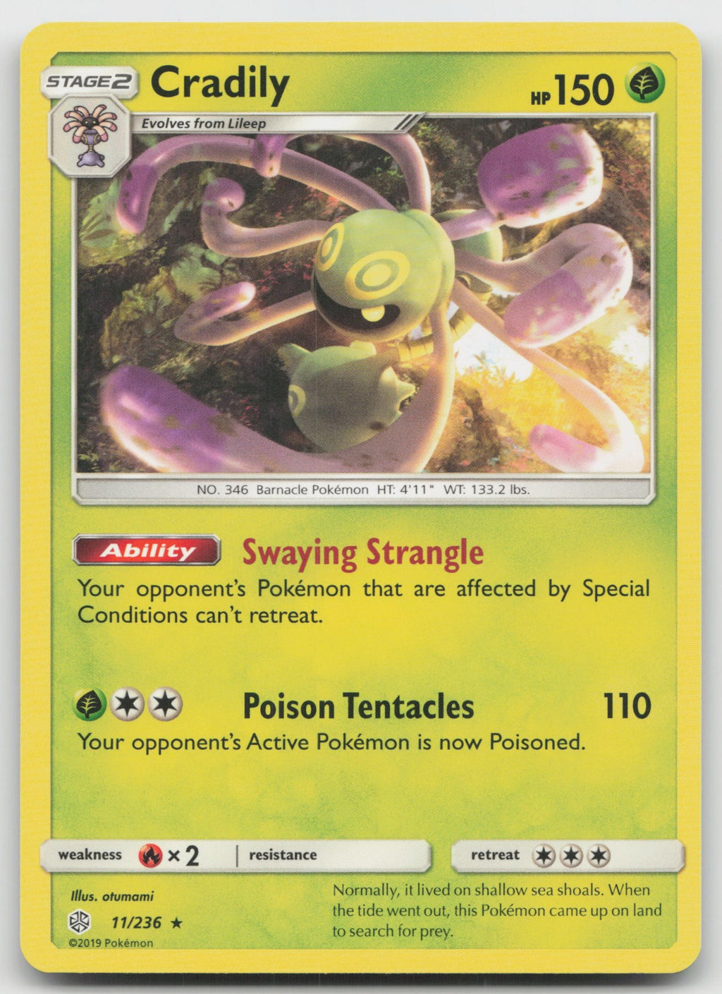 Cradily Rare SM - Cosmic Eclipse 11/236 NM