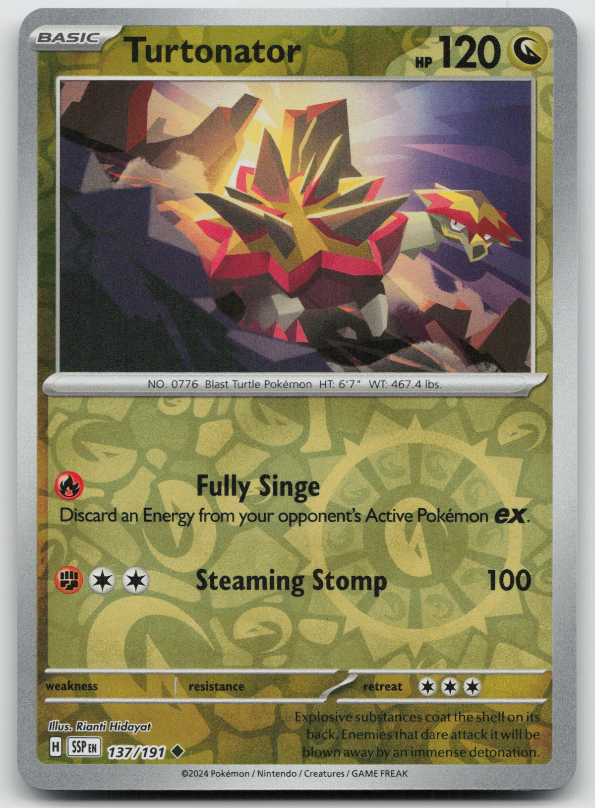 Turtonator Uncommon Reverse Holo SV08: Surging Sparks 137/191 NM
