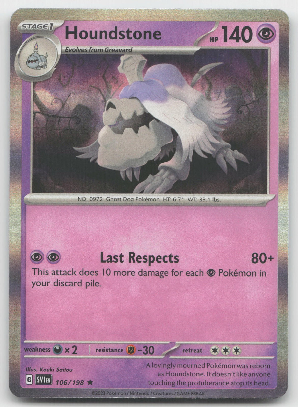 Houndstone Holo Rare SV01: Scarlet & Violet Base Set 106/198 NM