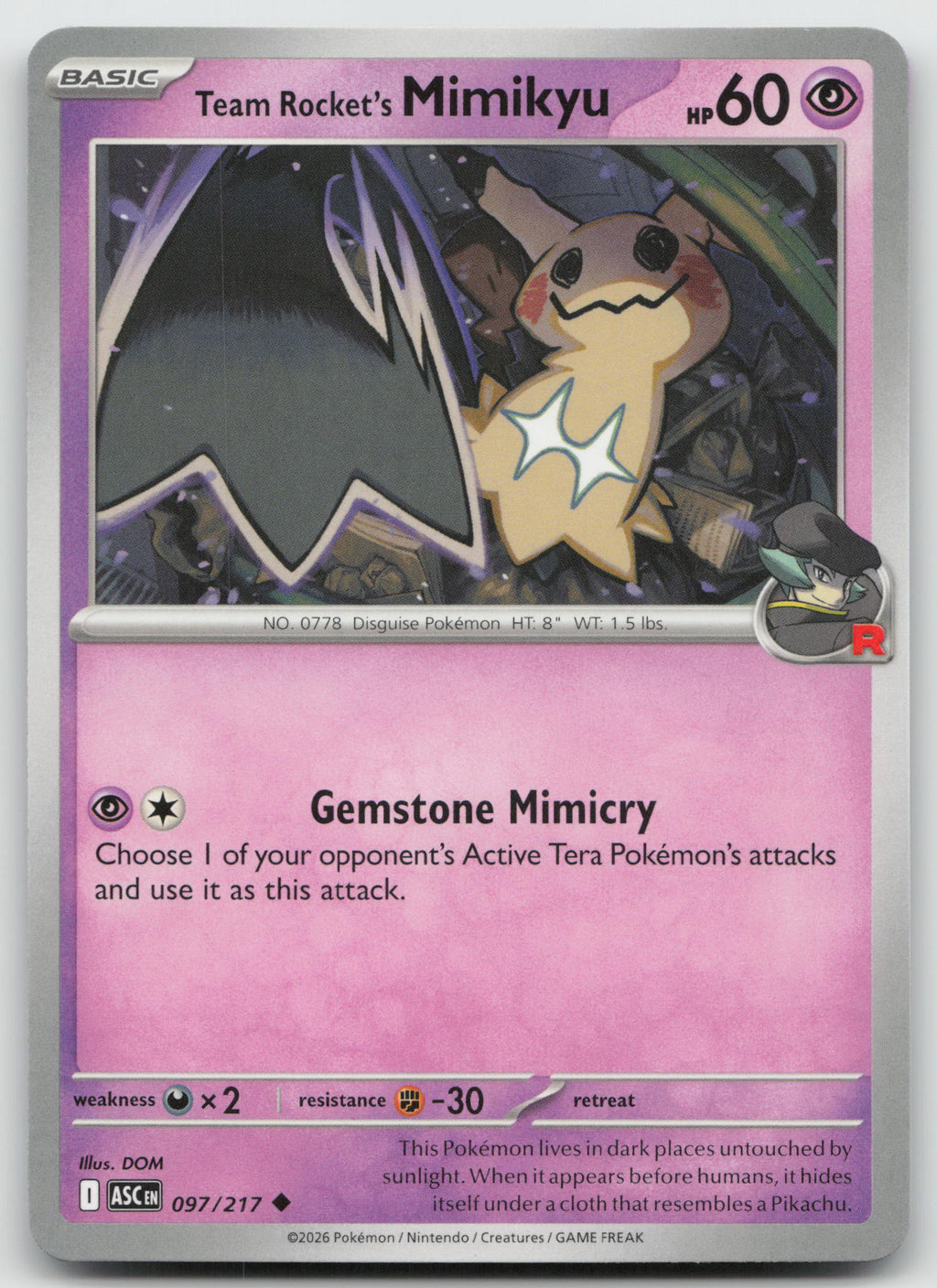 Team Rocket's Mimikyu - Uncommon Normal ME: Ascended Heroes 097/217 NM