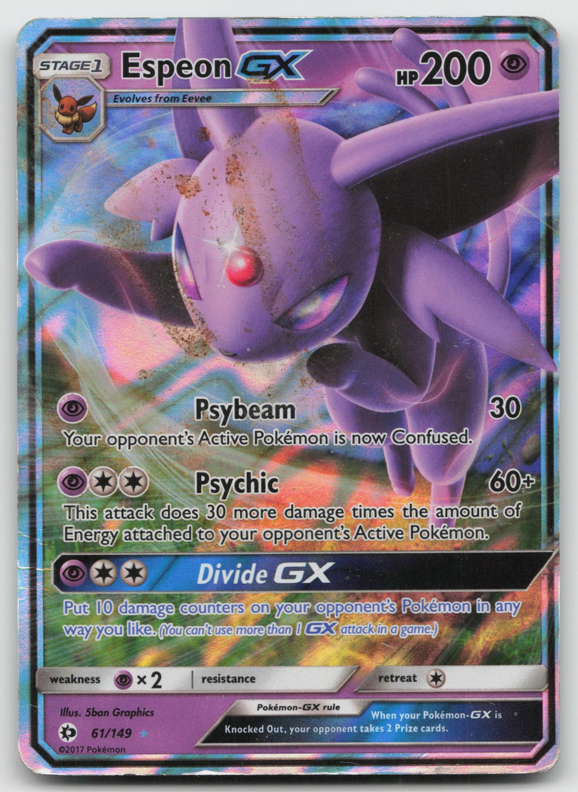 Espeon GX Holo Ultra Rare SM Base Set 61/149 DMG