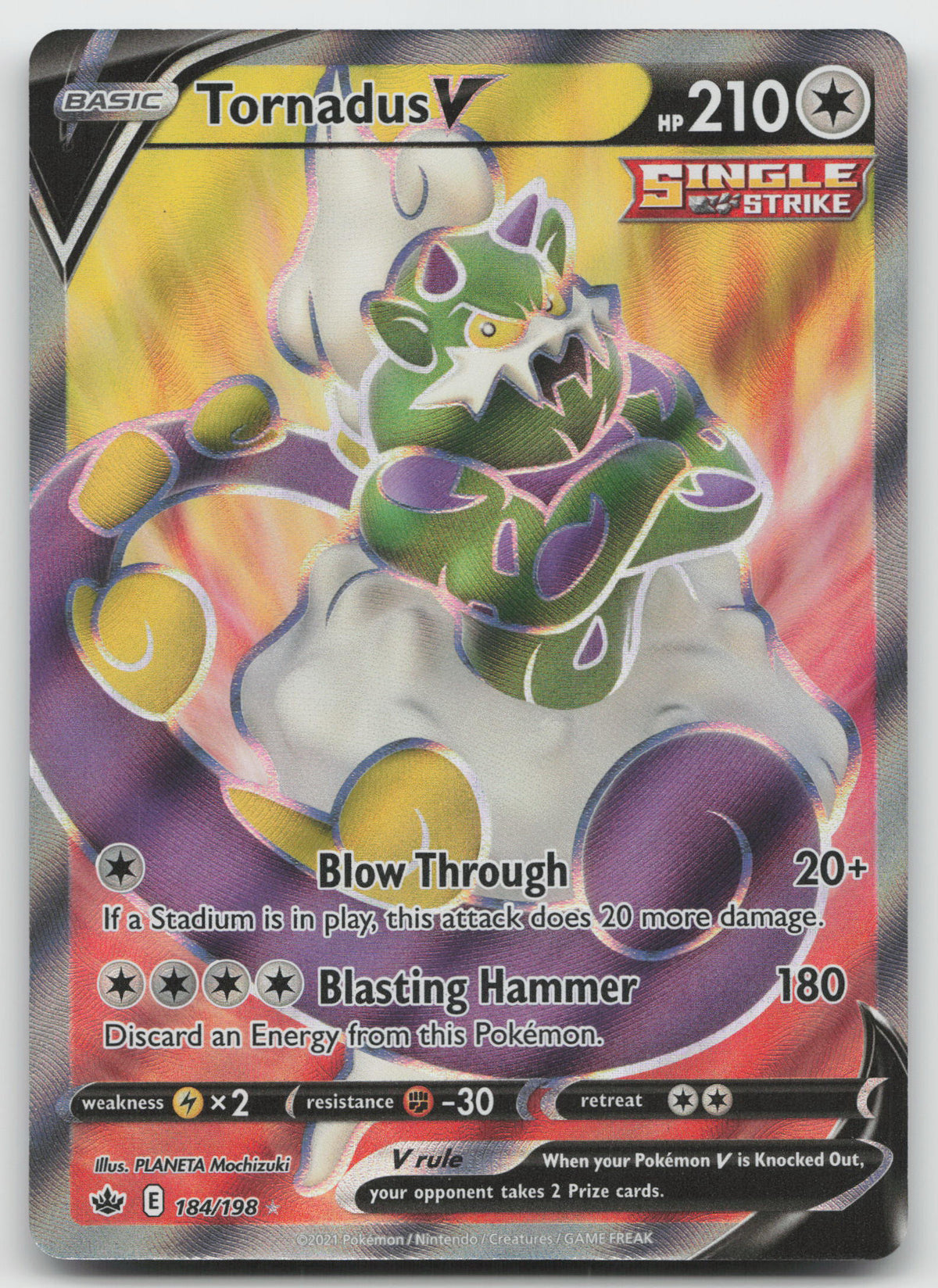 Tornadus V (Full Art) Ultra Rare Holofoil SWSH06: Chilling Reign 184/198 NM