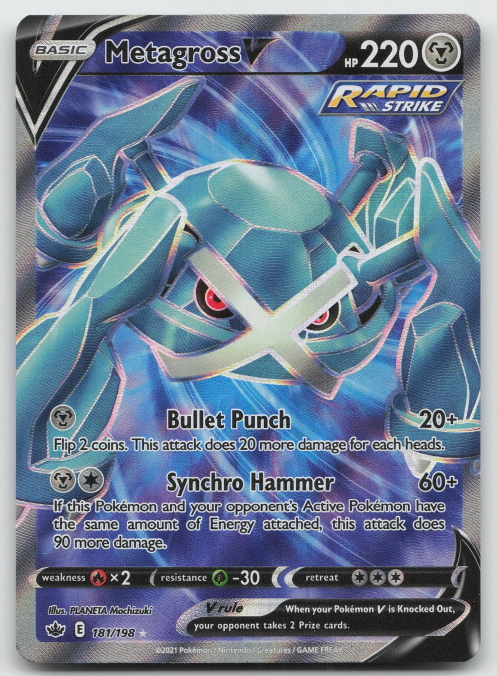 Metagross V (Full Art) Holo Ultra Rare SWSH06: Chilling Reign 181/198 NM
