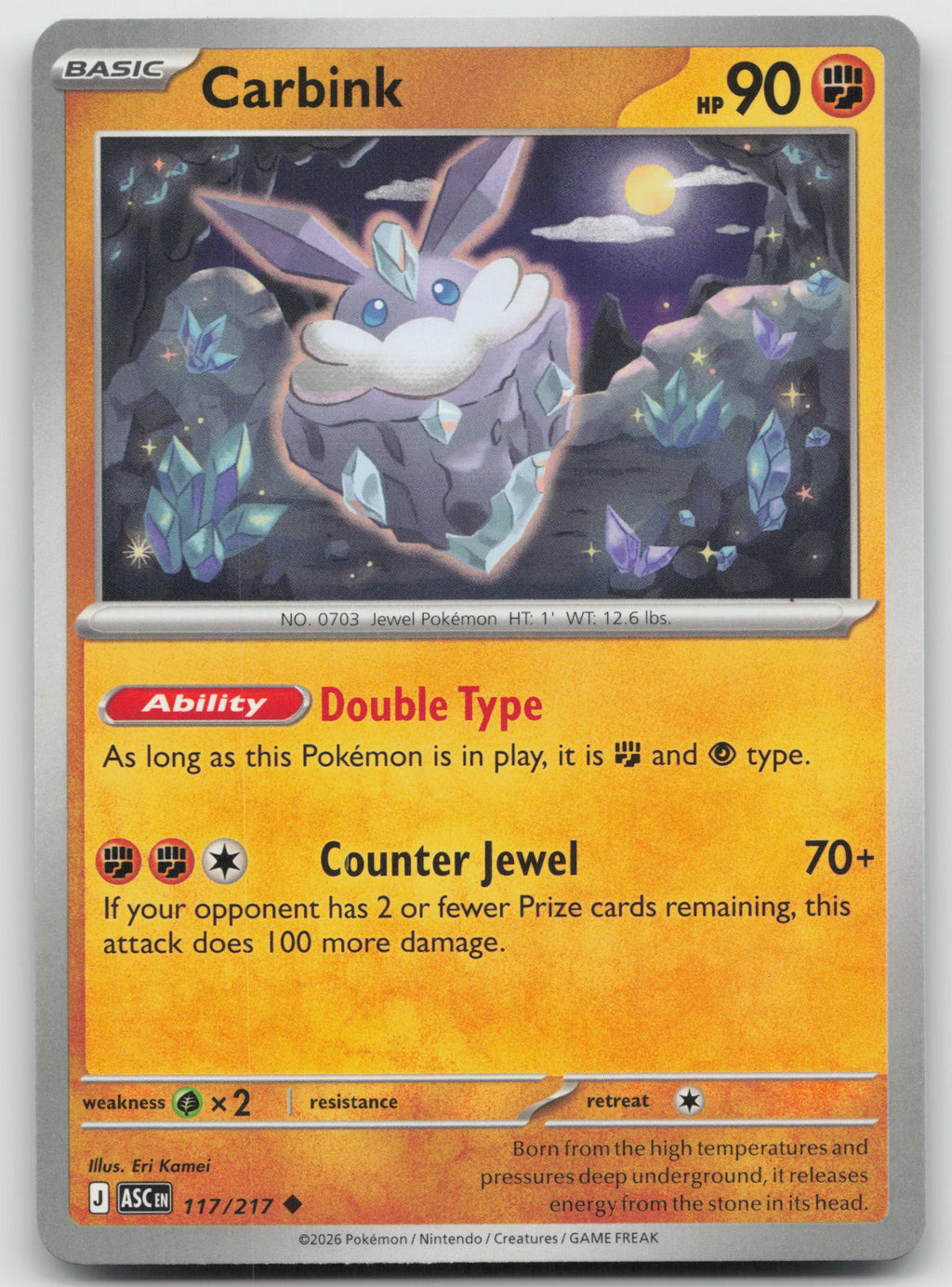 Carbink Uncommon Holofoil ME: Ascended Heroes 117/217 NM