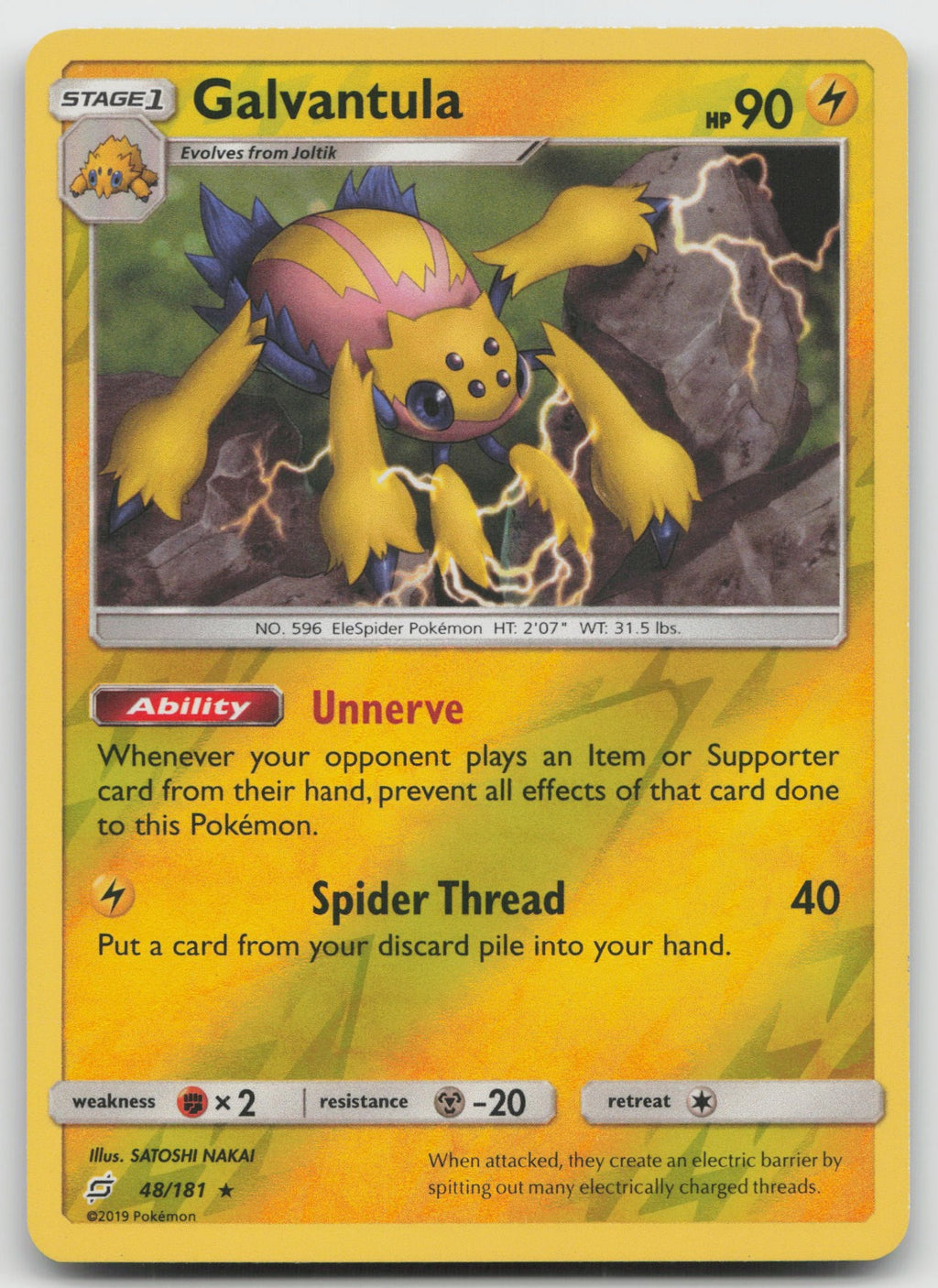 Galvantula Reverse Holo Rare SM - Team Up 48/181 VLP