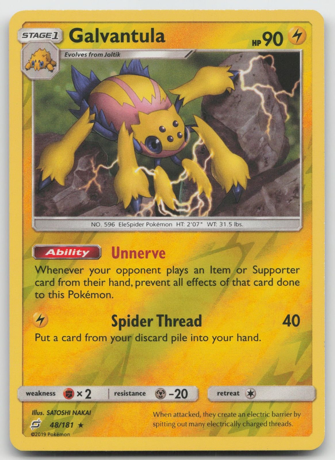 Galvantula Reverse Holo Rare SM - Team Up 48/181 VLP