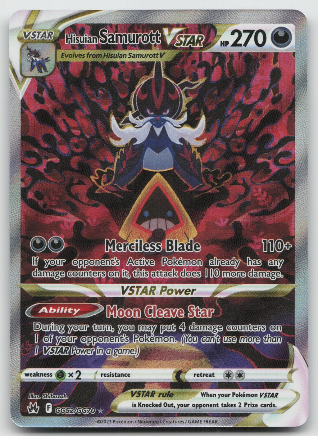 Hisuian Samurott VSTAR Rare Holo Crown Zenith: Galarian Gallery GG52/GG70 NM