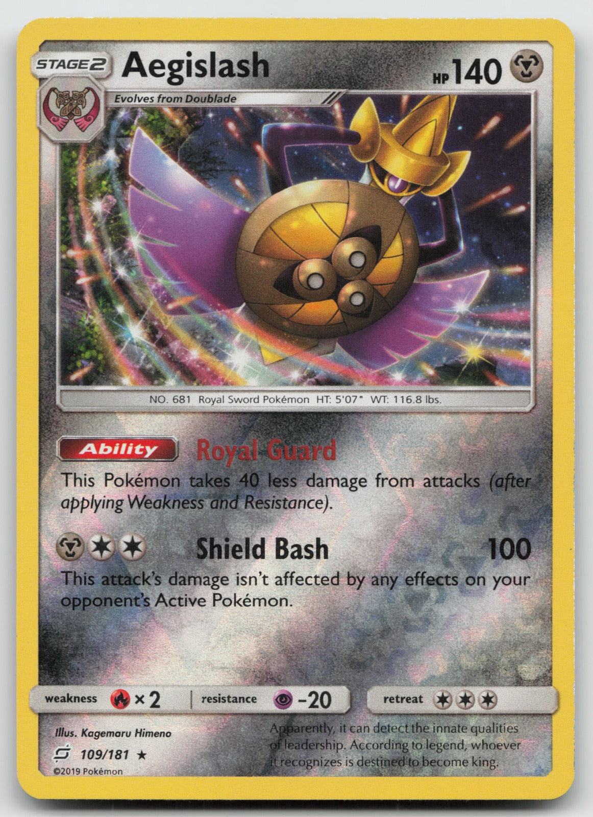 Aegislash Reverse Holo Rare SM - Team Up 109/181 LP
