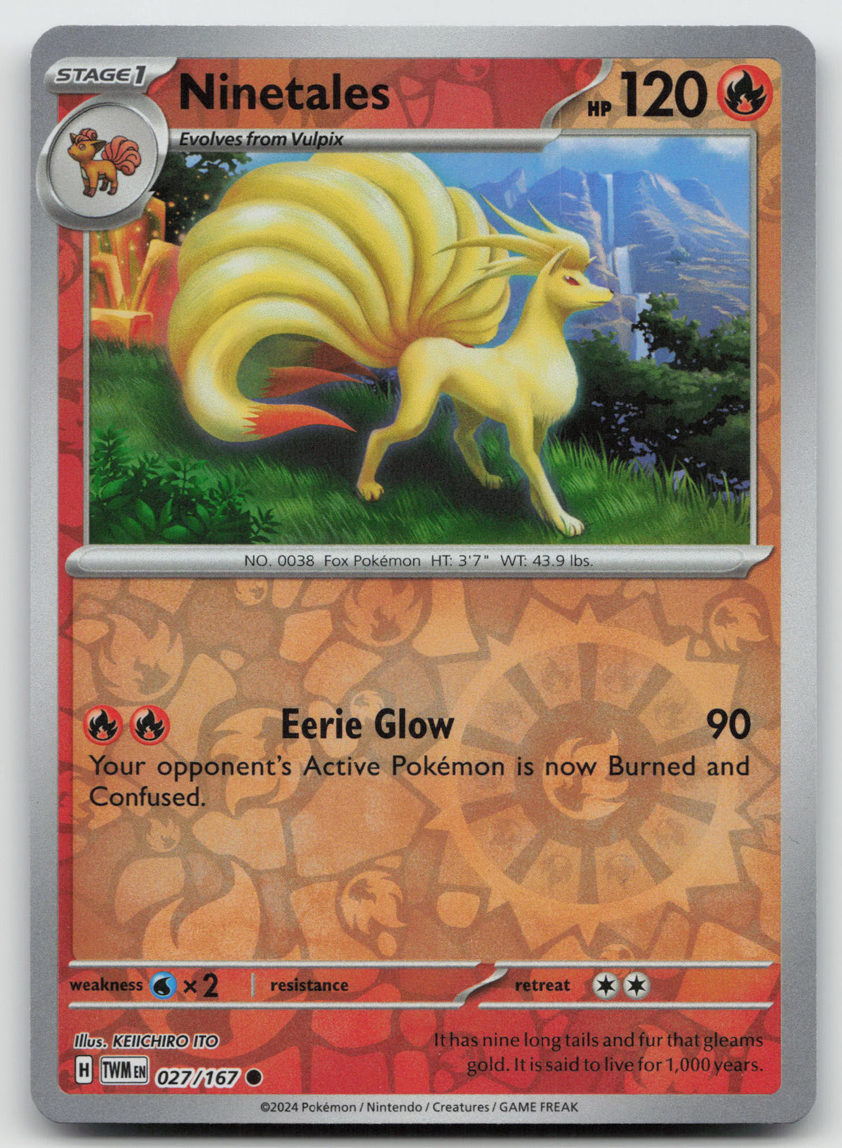 Ninetales Common Reverse Holo SV06: Twilight Masquerade 027/167 NM