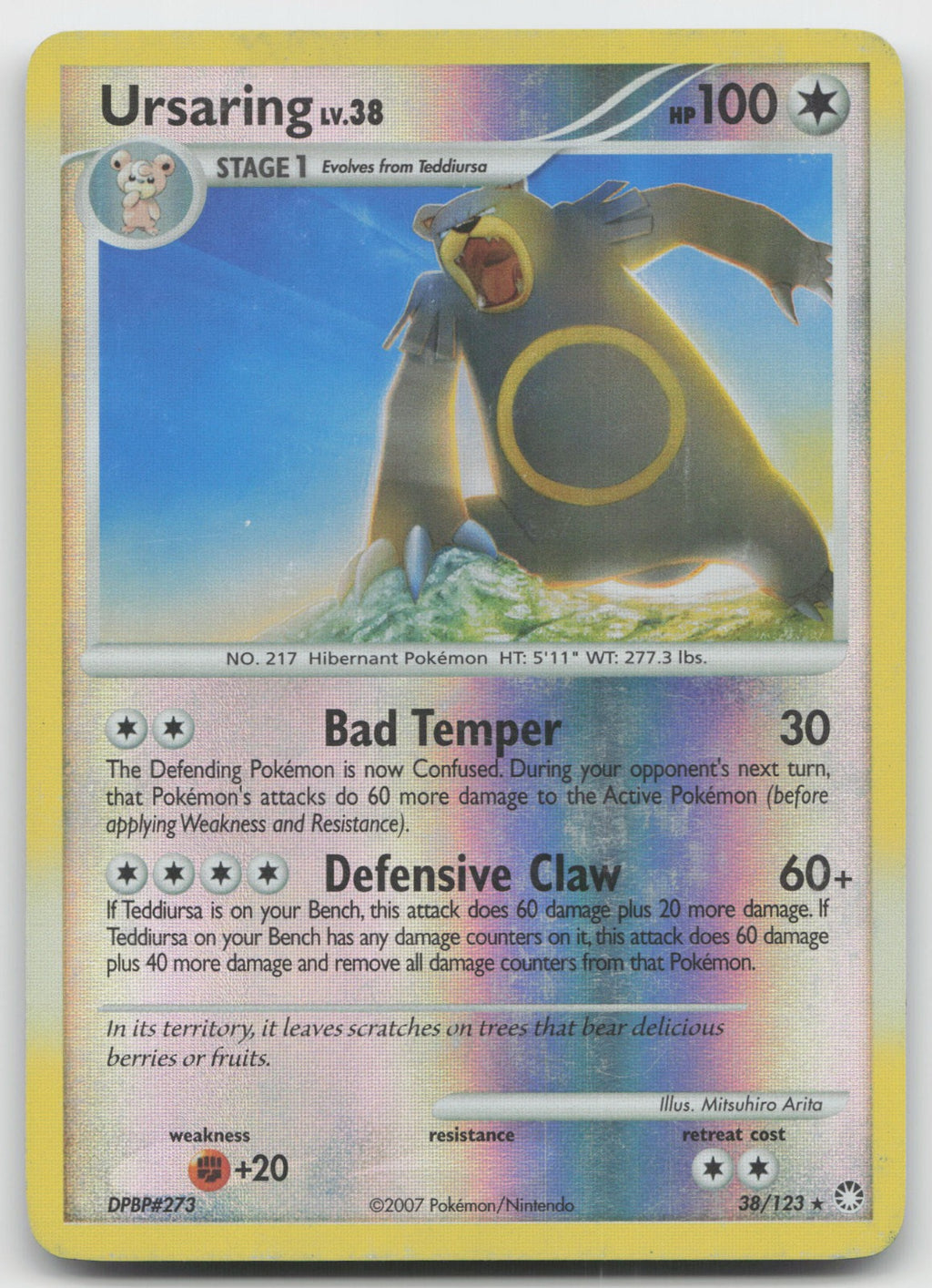 Ursaring Rare Reverse Holo Mysterious Treasures 38/123 HP
