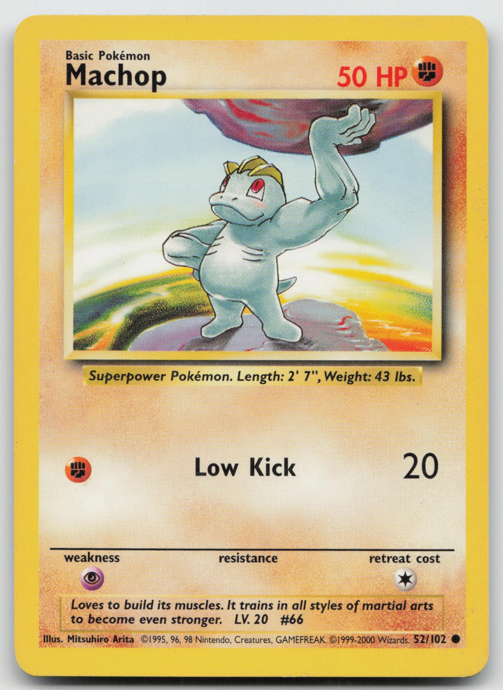 Machop Common Base Set 4th Print 52/102 LP