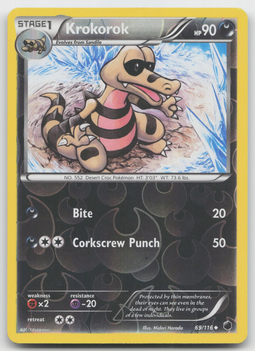 Krokorok Uncommon Reverse Holo Plasma Freeze 69/116 LP