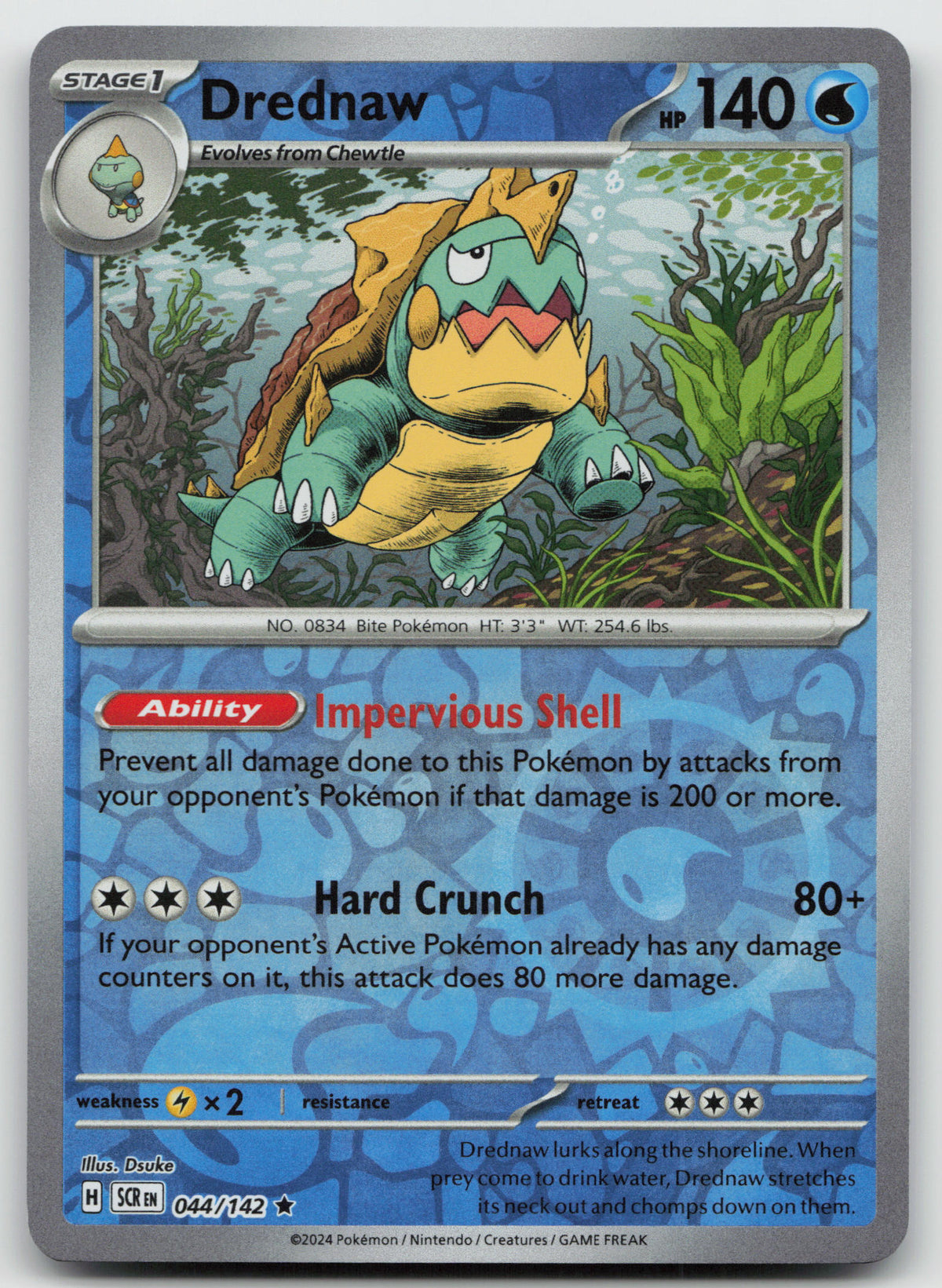 Drednaw Rare Reverse Holo SV07: Stellar Crown 044/142 NM