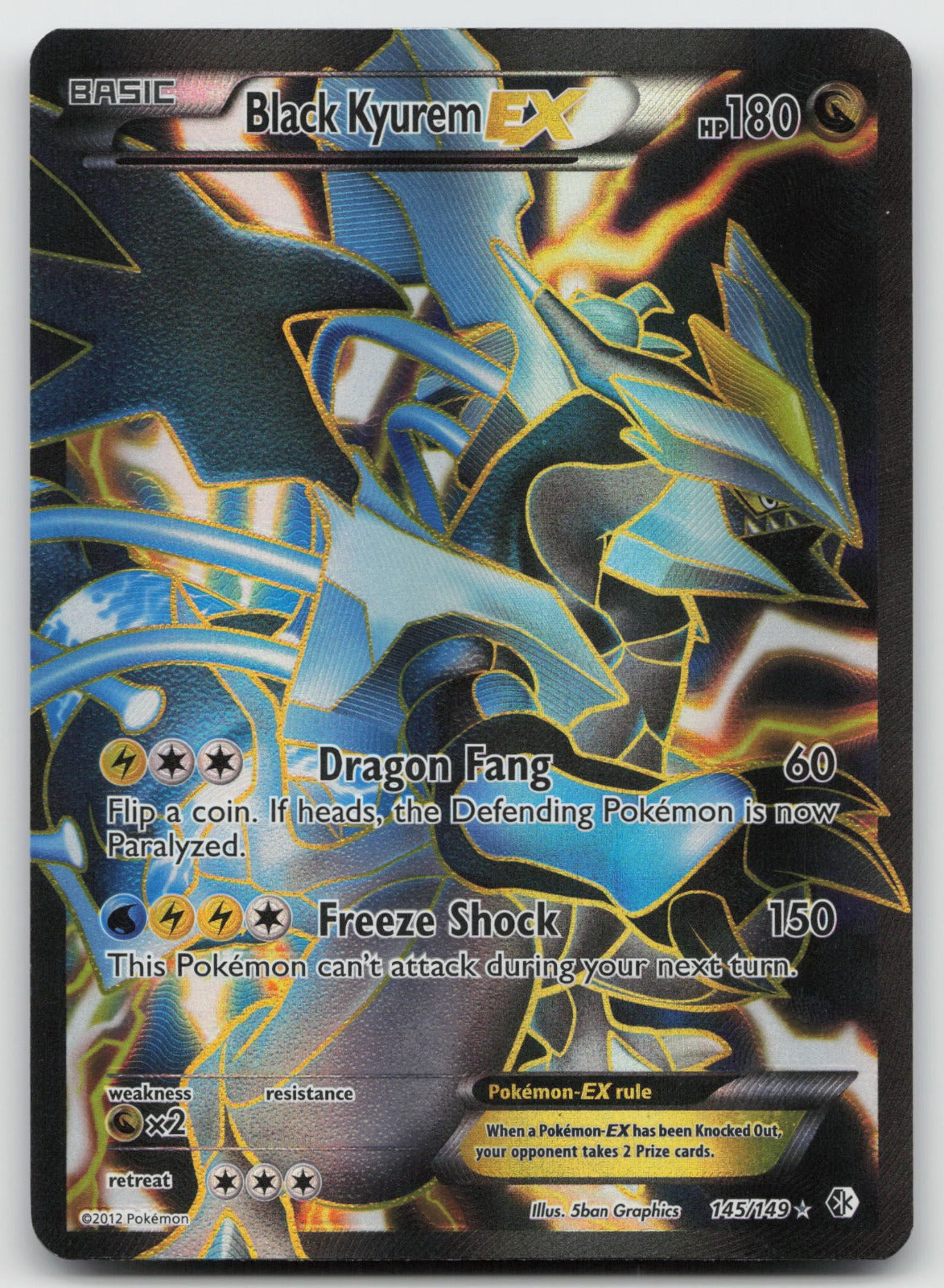 Black Kyurem EX (Full Art) Holo Ultra Rare Boundaries Crossed 145/149 MP