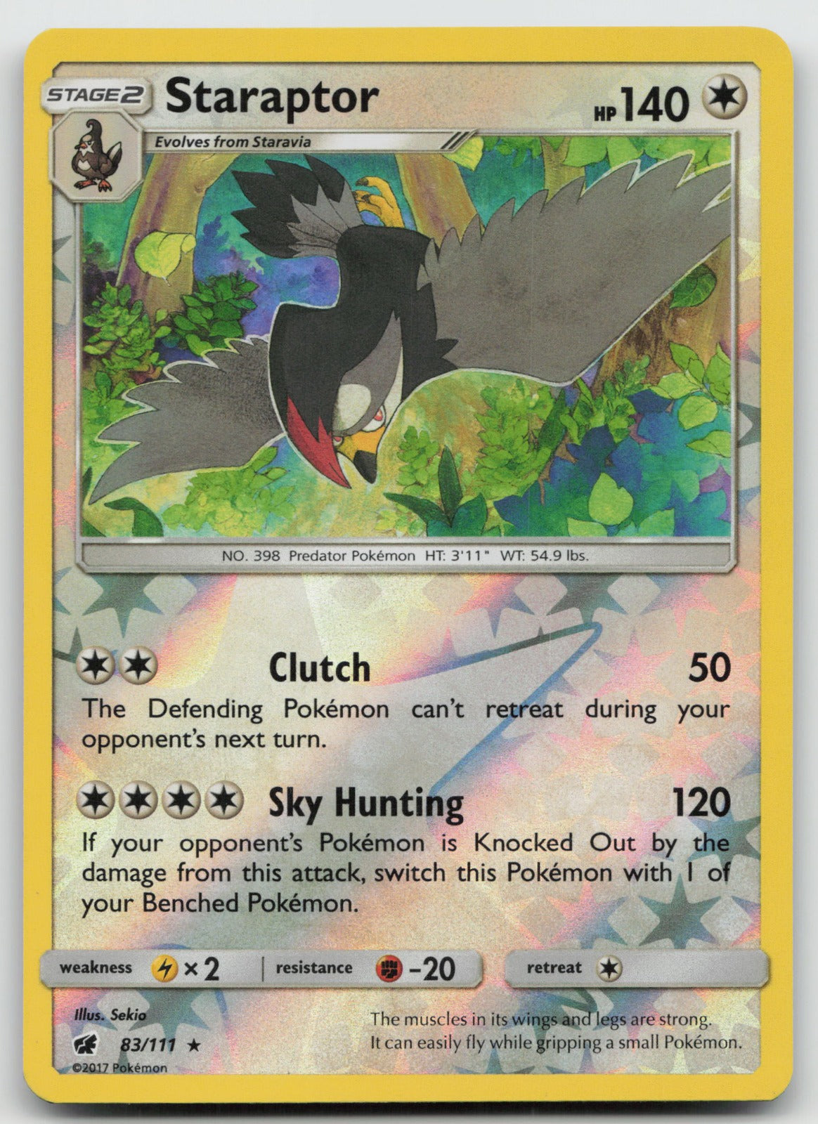 Staraptor Reverse Holo Rare SM - Crimson Invasion 83/111 NM