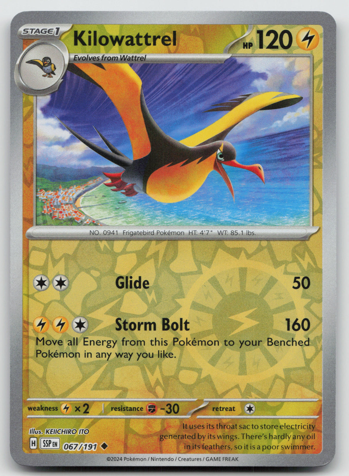 Kilowattrel Uncommon Reverse Holo SV08: Surging Sparks 067/191 NM