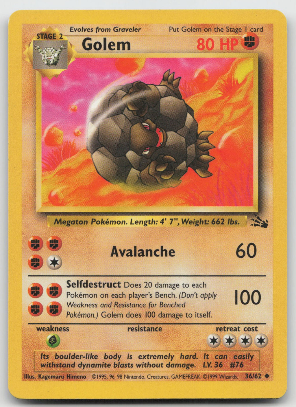Golem Uncommon Unlimited Fossil 36/62 MP