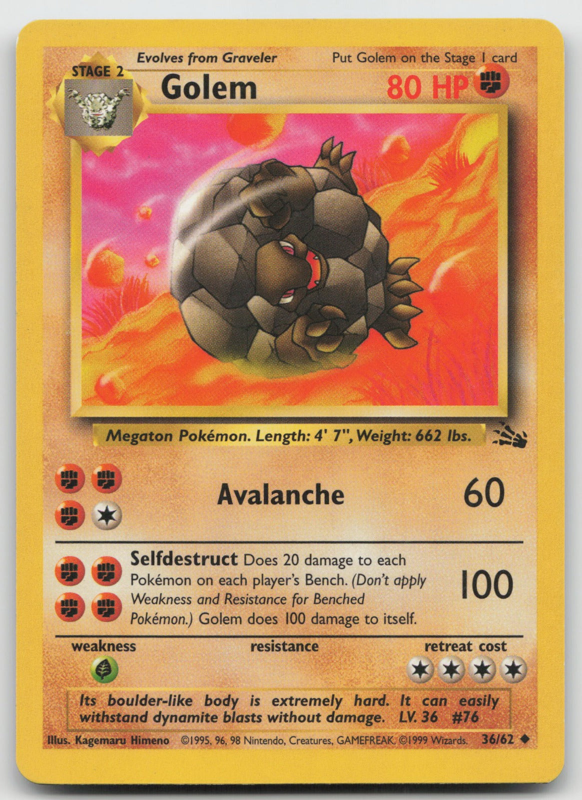 Golem Uncommon Unlimited Fossil 36/62 MP