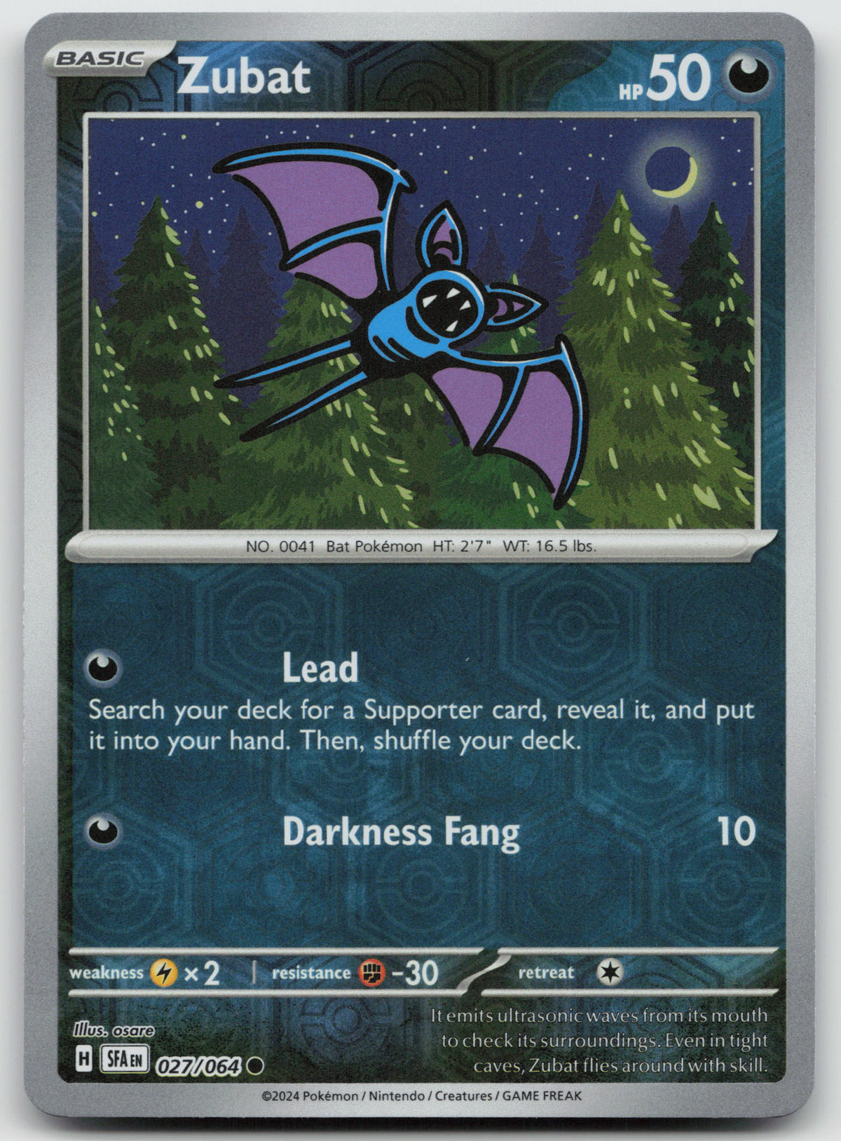 Zubat Common Reverse Holo SV: Shrouded Fable 027/064 NM