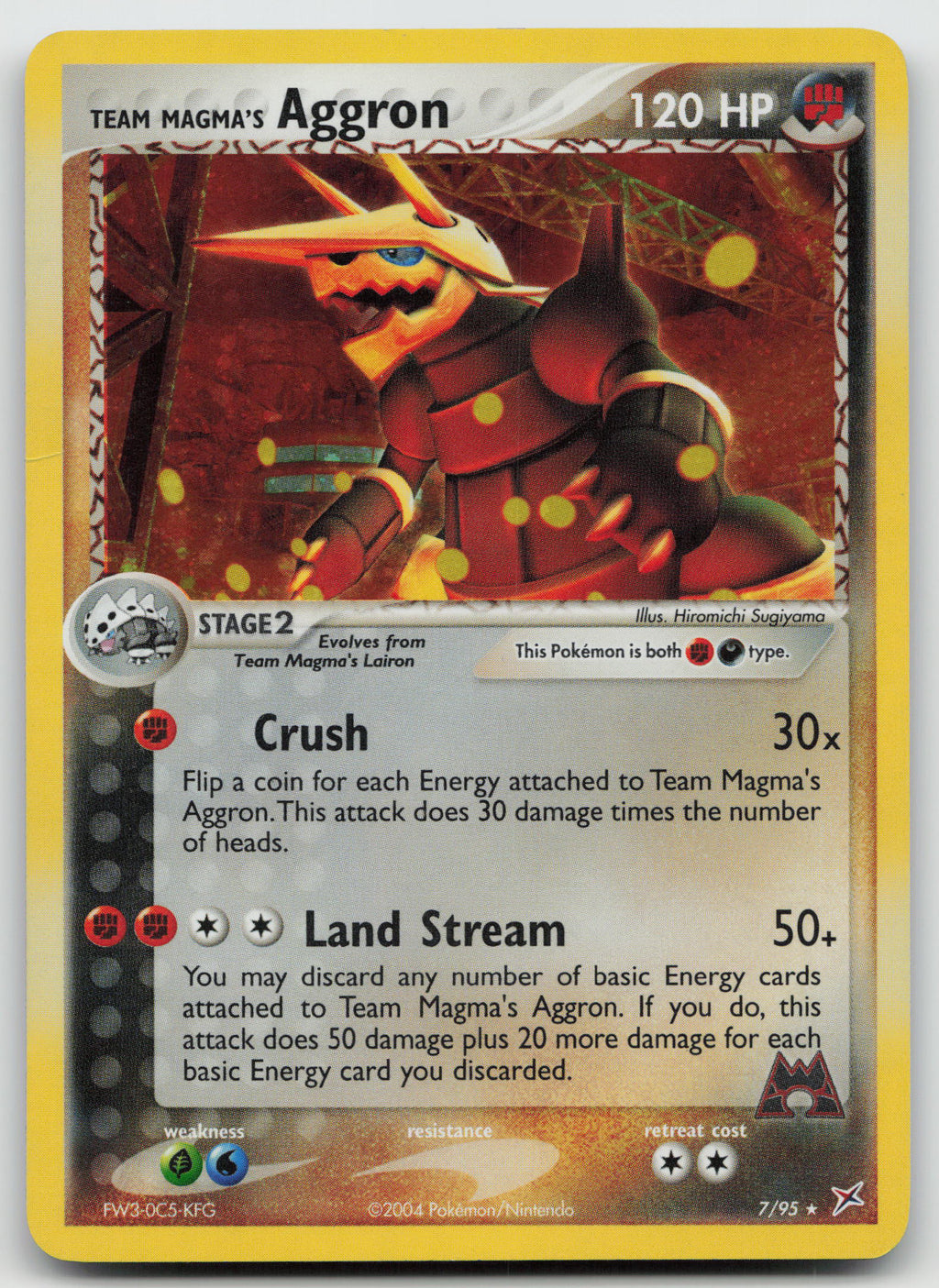 Team Magma's Aggron Holo Rare Normal Team Magma vs Team Aqua 7/95 MP