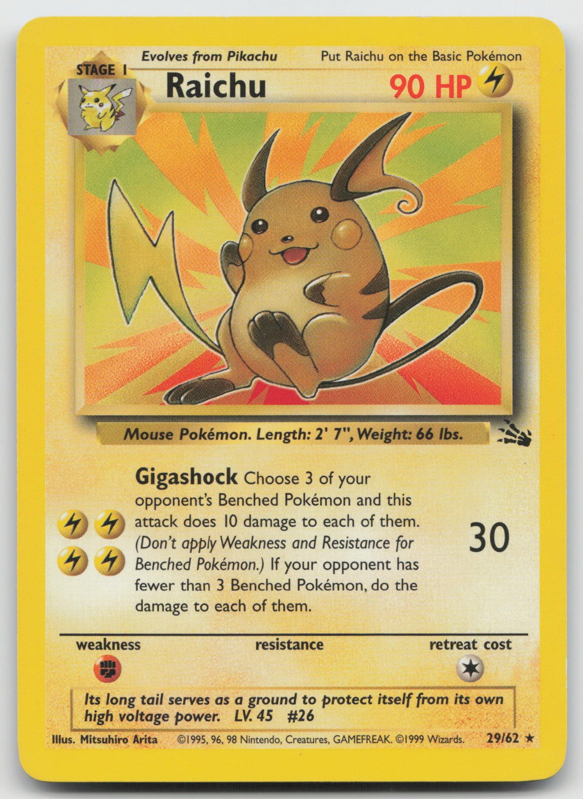 Raichu Unlimited Rare Fossil 29/62 HP