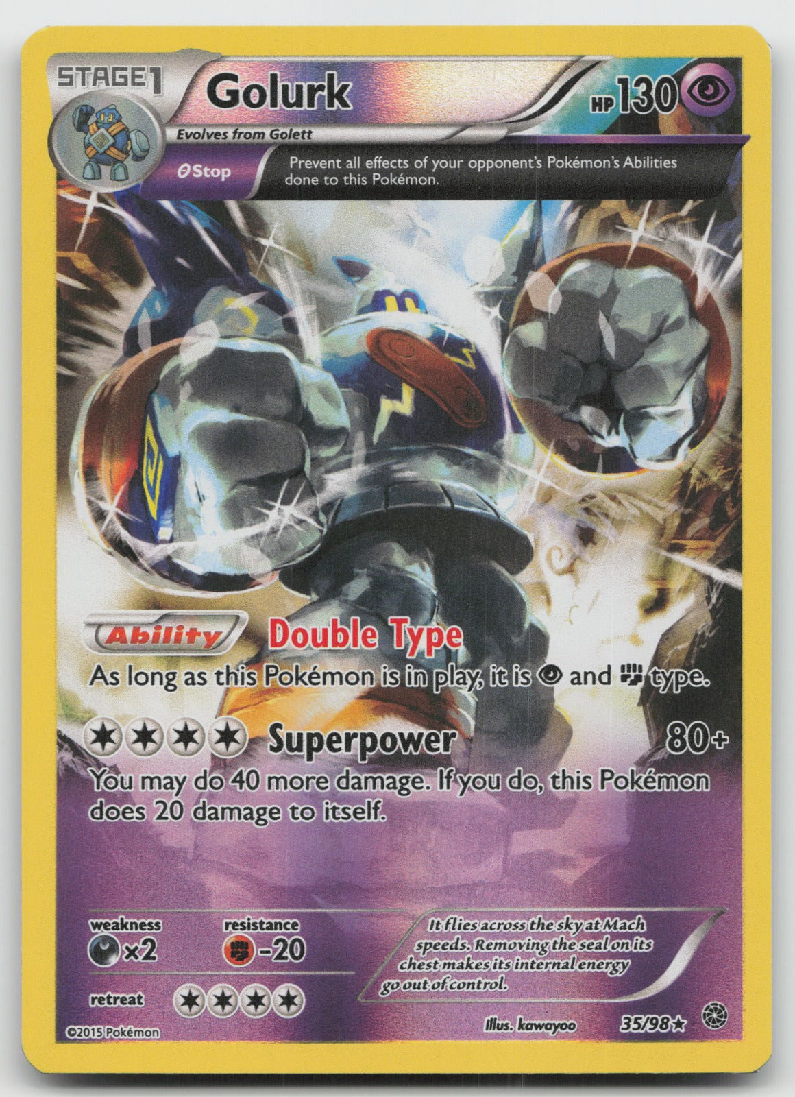 Golurk Rare Reverse Holo XY - Ancient Origins 35/98 LP