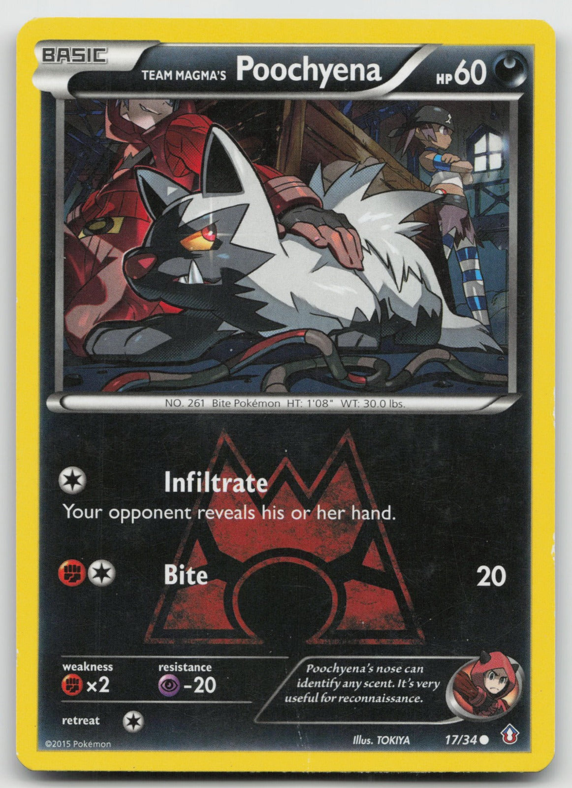 Team Magma's Poochyena Common Double Crisis 17/34 MP