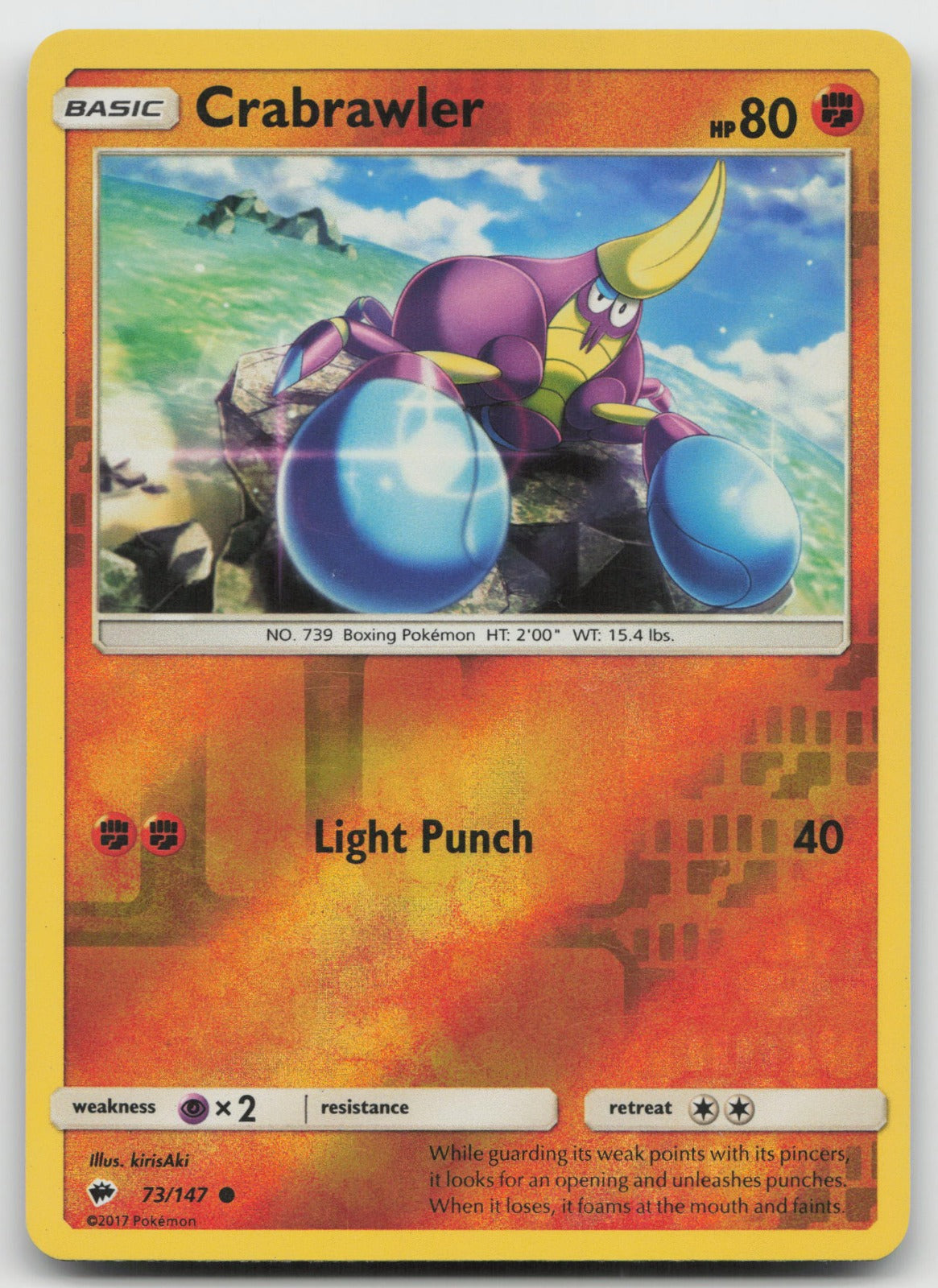 Crabrawler Reverse Holo Common SM - Burning Shadows 73/147 NM