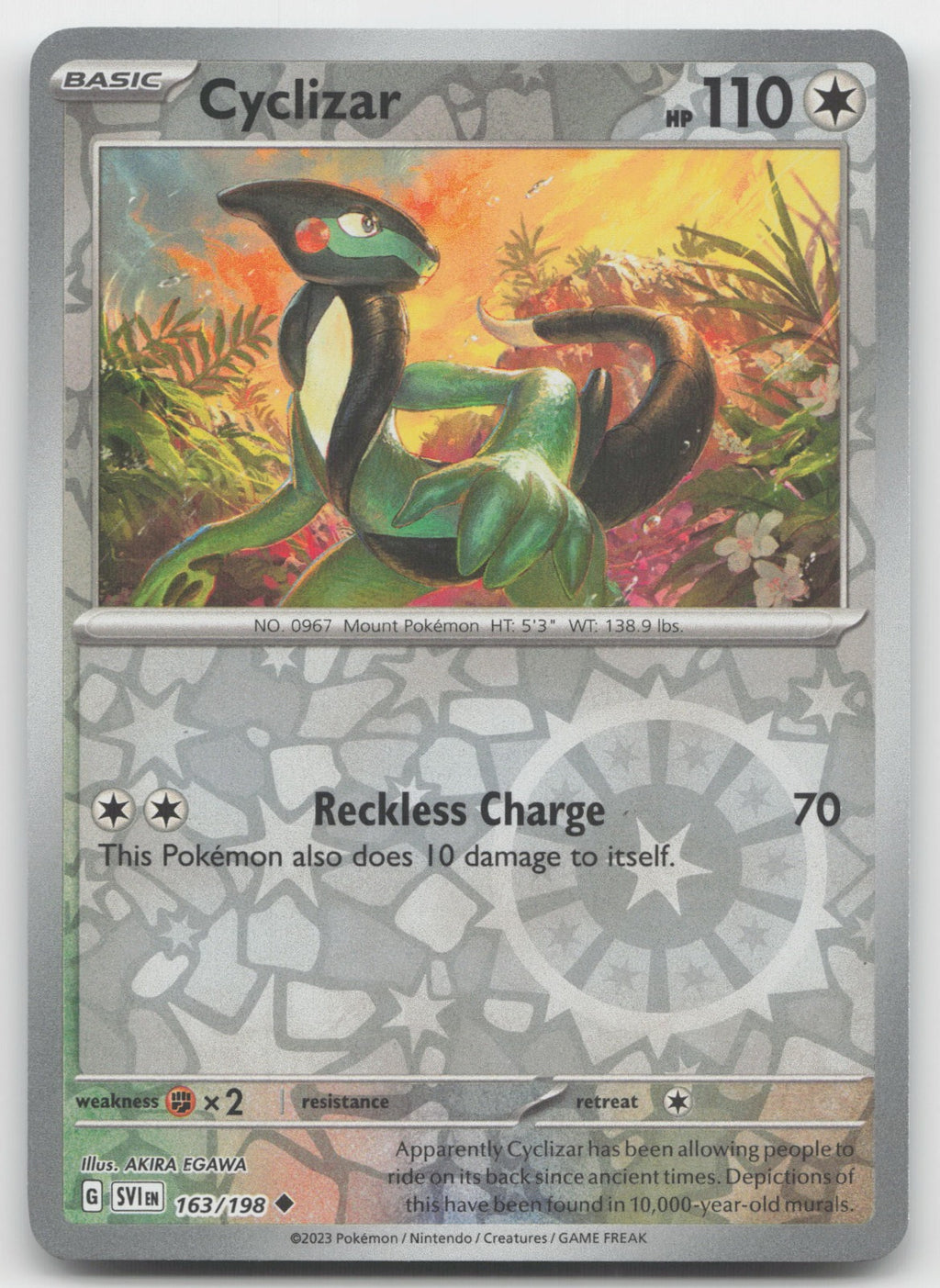 Cyclizar Reverse Holo Uncommon SV01: Scarlet & Violet Base Set 163/198 NM
