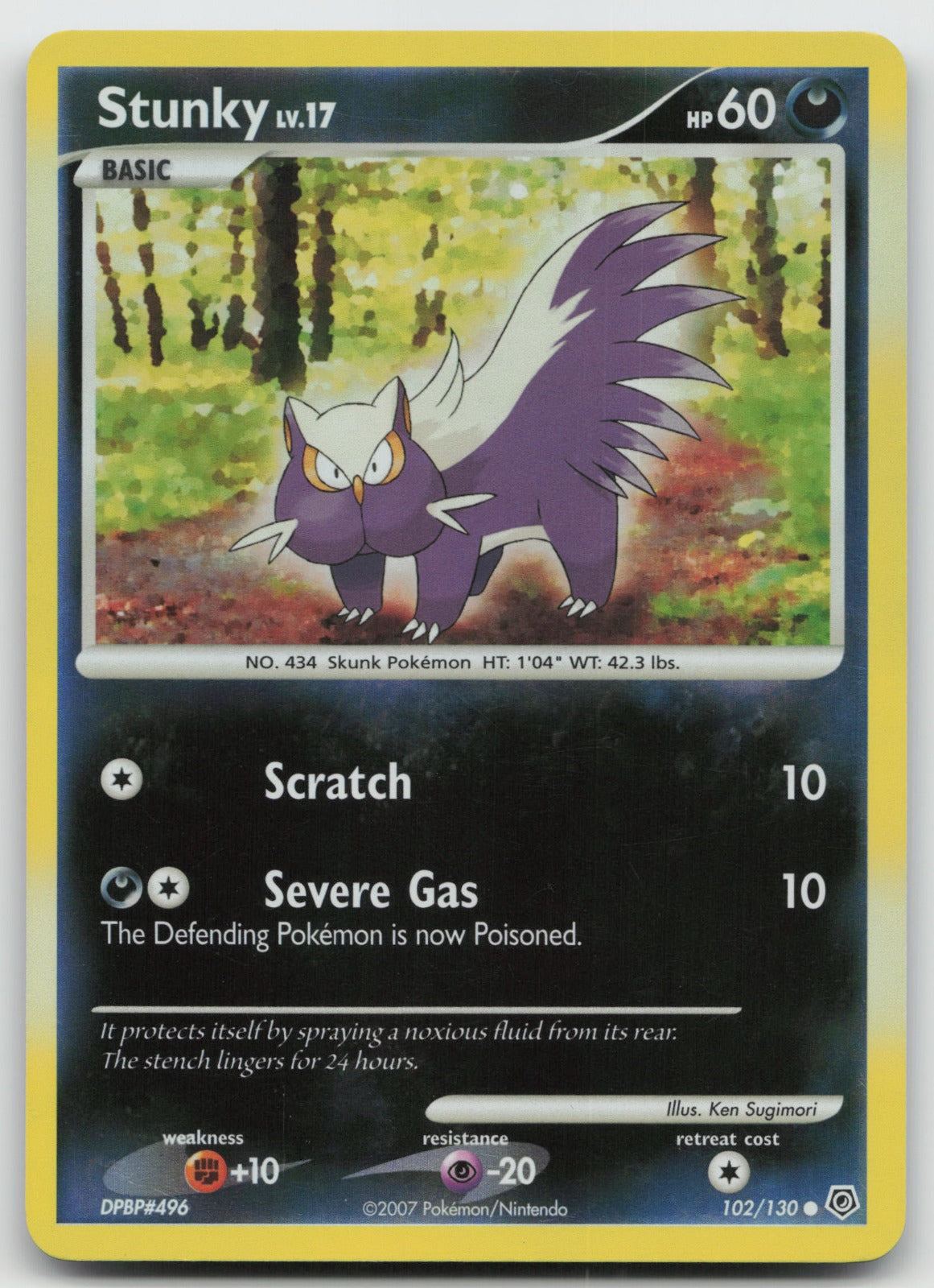 Stunky Common Reverse Holo Diamond and Pearl 102/130 NM/VLP
