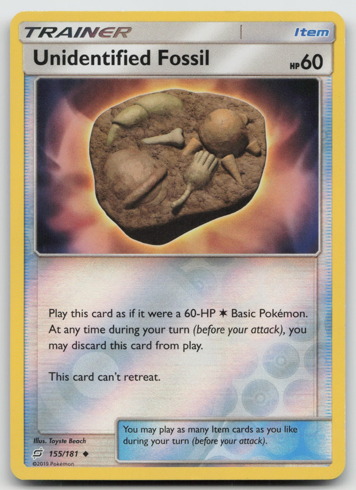 Unidentified Fossil Reverse Holo Uncommon SM - Team Up 155/181 VLP